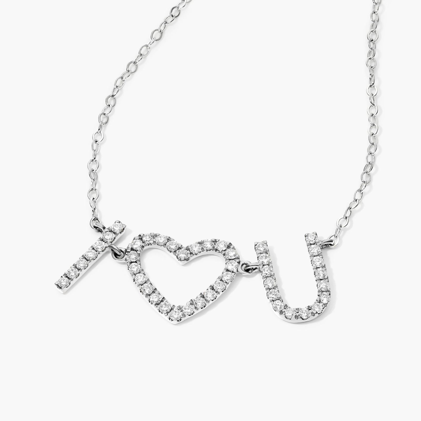 I Heart You Diamond Necklace In 14K White Gold