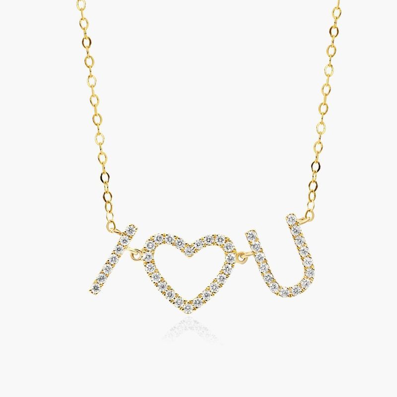 I Heart You Diamond Necklace In 14K Yellow Gold