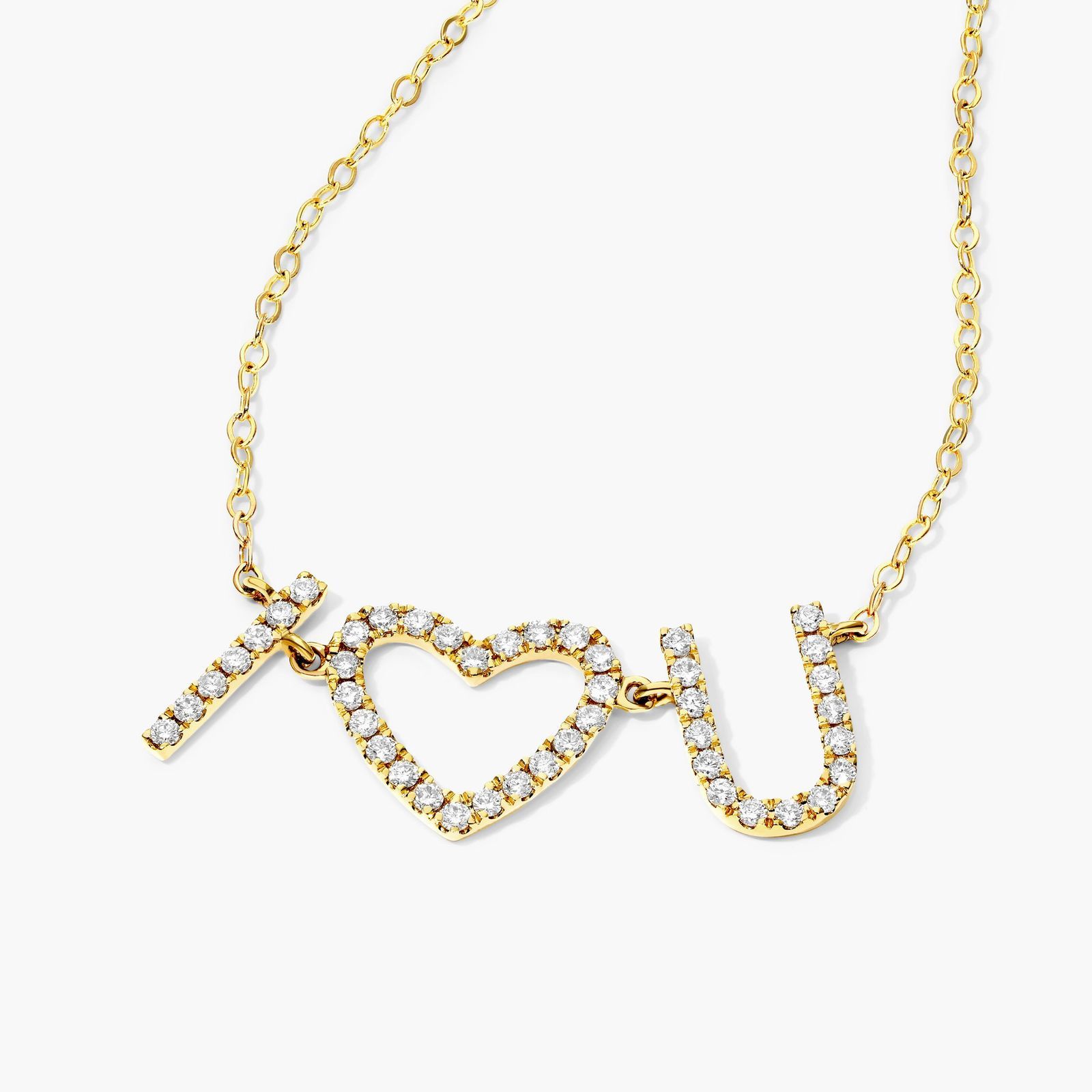 I Heart You Diamond Necklace In 14K Yellow Gold