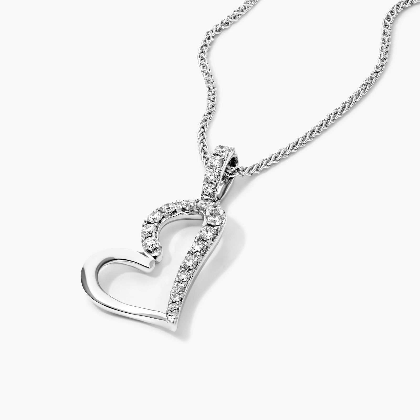 Heart Diamond Pendant In 14K White Gold