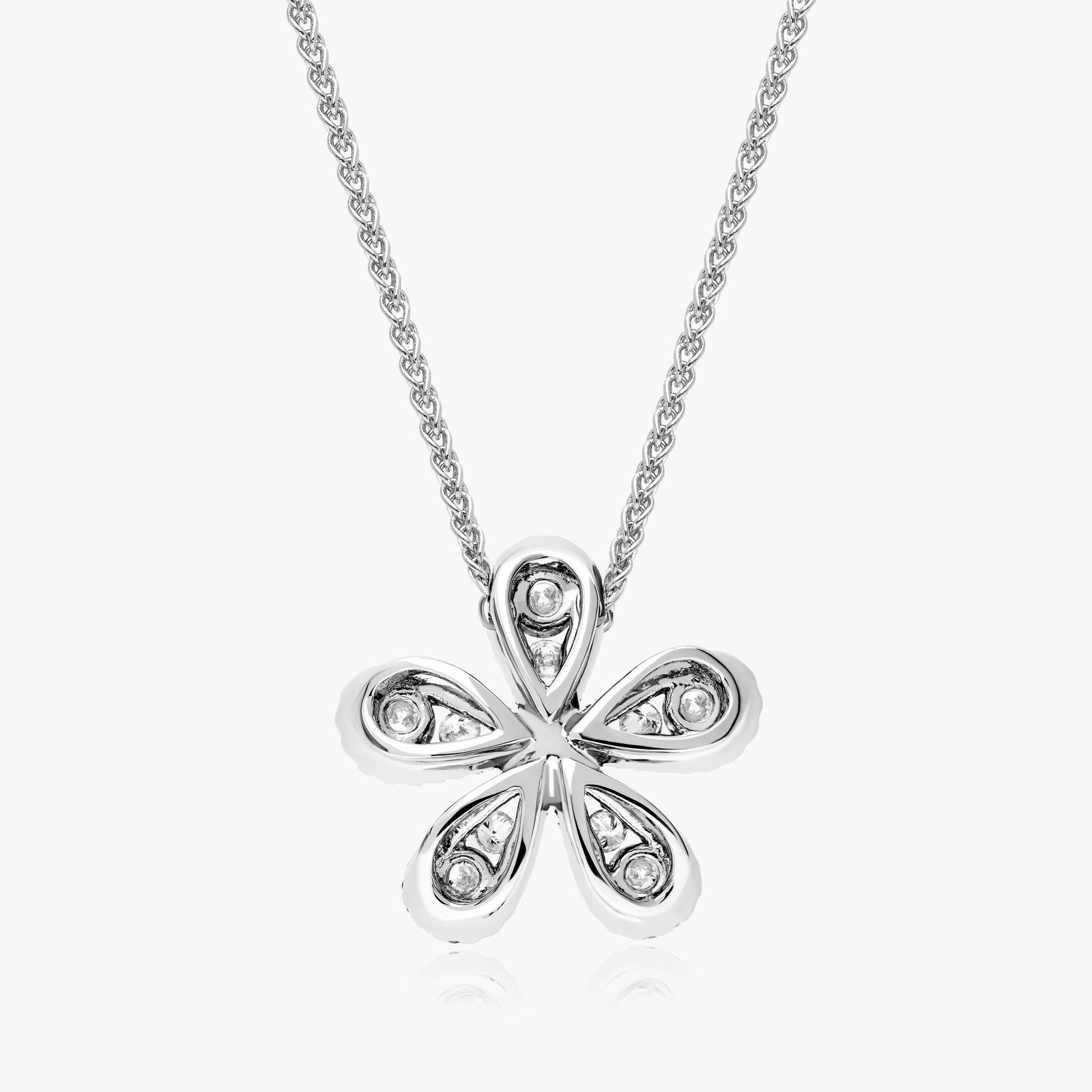Jasmine Flower Diamond Pendant In 14K White Gold
