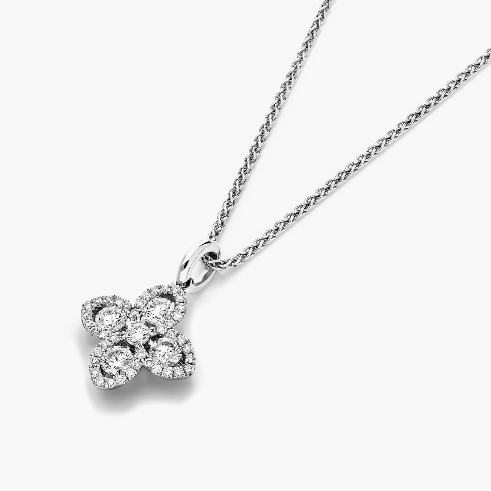 Magnolia Diamond Pendant In 14K White Gold