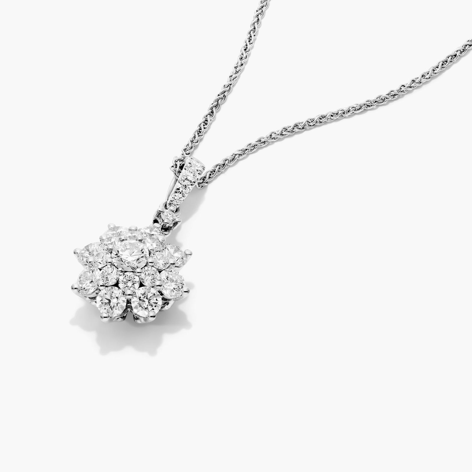 Dahlia Cluster Diamond Pendant In 14K White Gold
