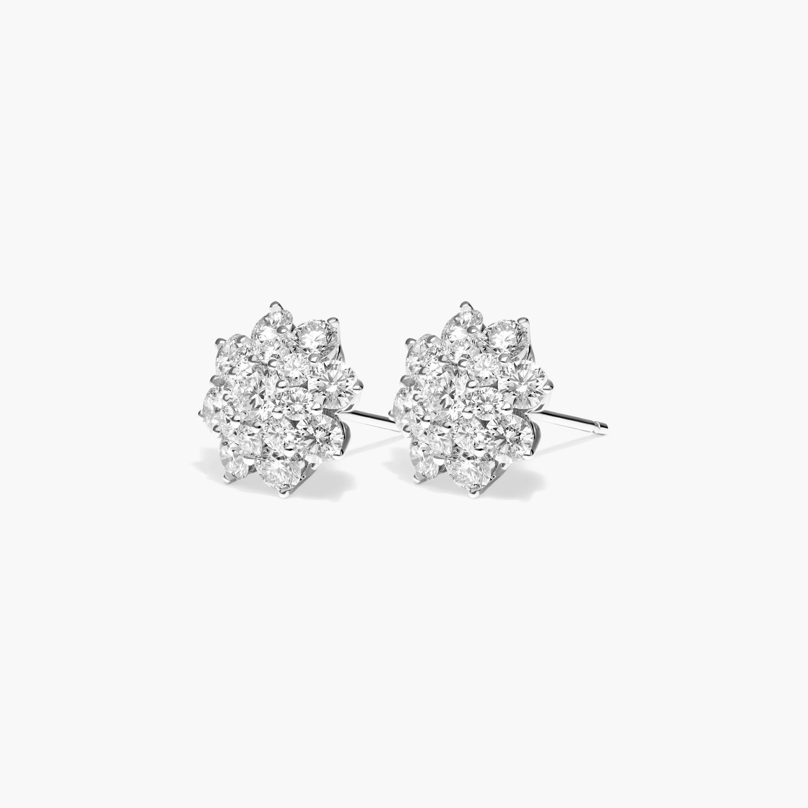 Dahlia Composite Diamond Stud Earrings In 14K White Gold