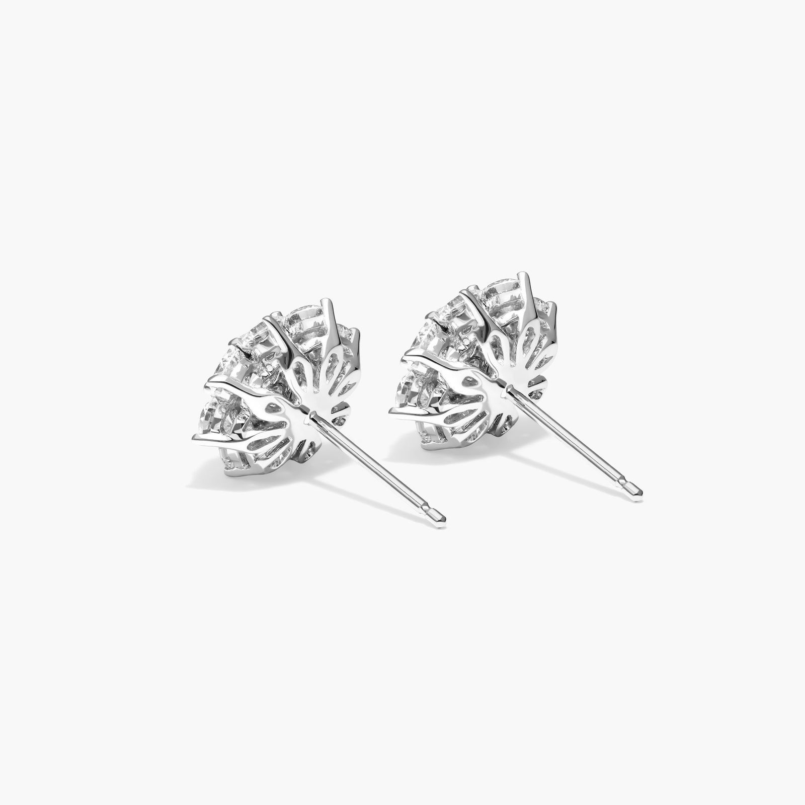 Dahlia Composite Diamond Stud Earrings In 14K White Gold