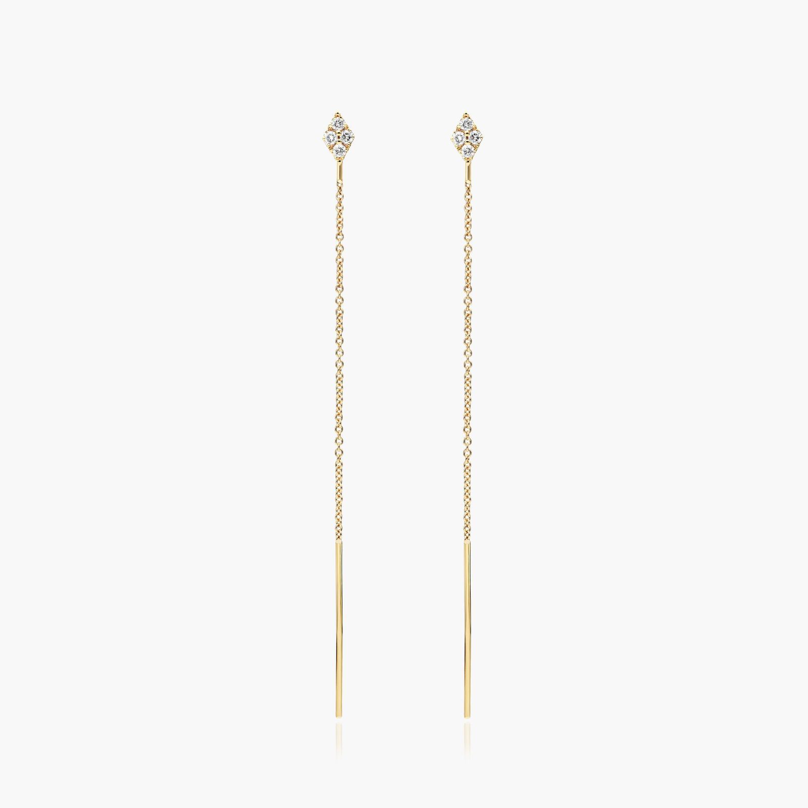Kite Diamond Threader Earrings In 14K Yellow Gold-81559y14