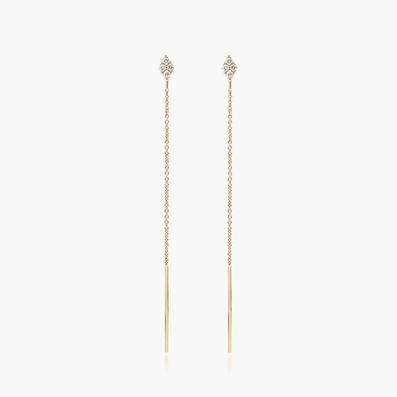 Kite Diamond Threader Earrings In 14K Yellow Gold
