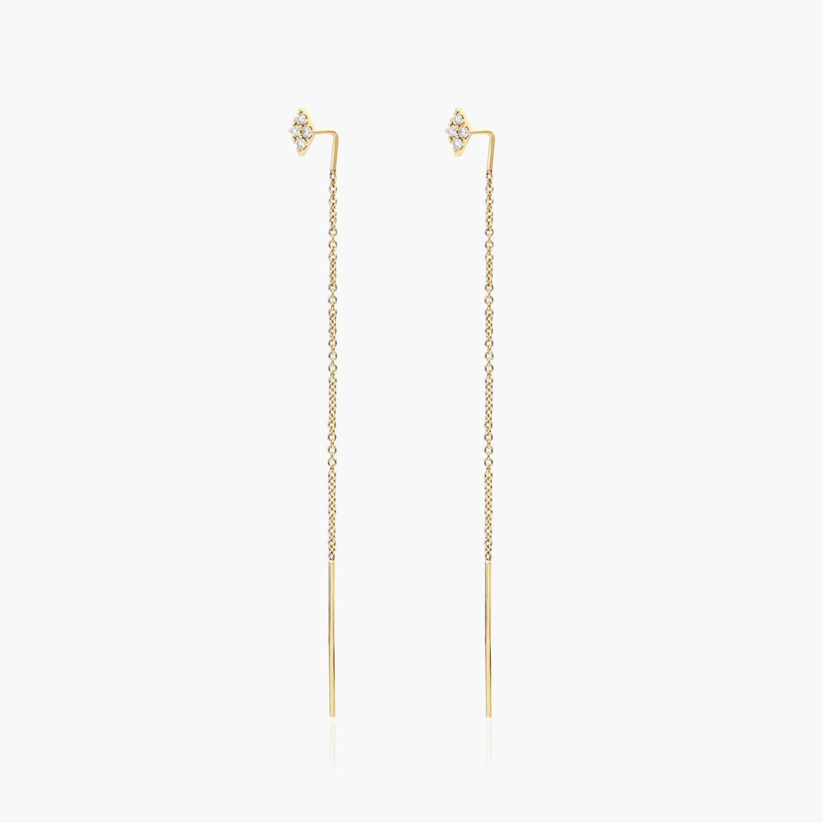 Kite Diamond Threader Earrings In 14K Yellow Gold