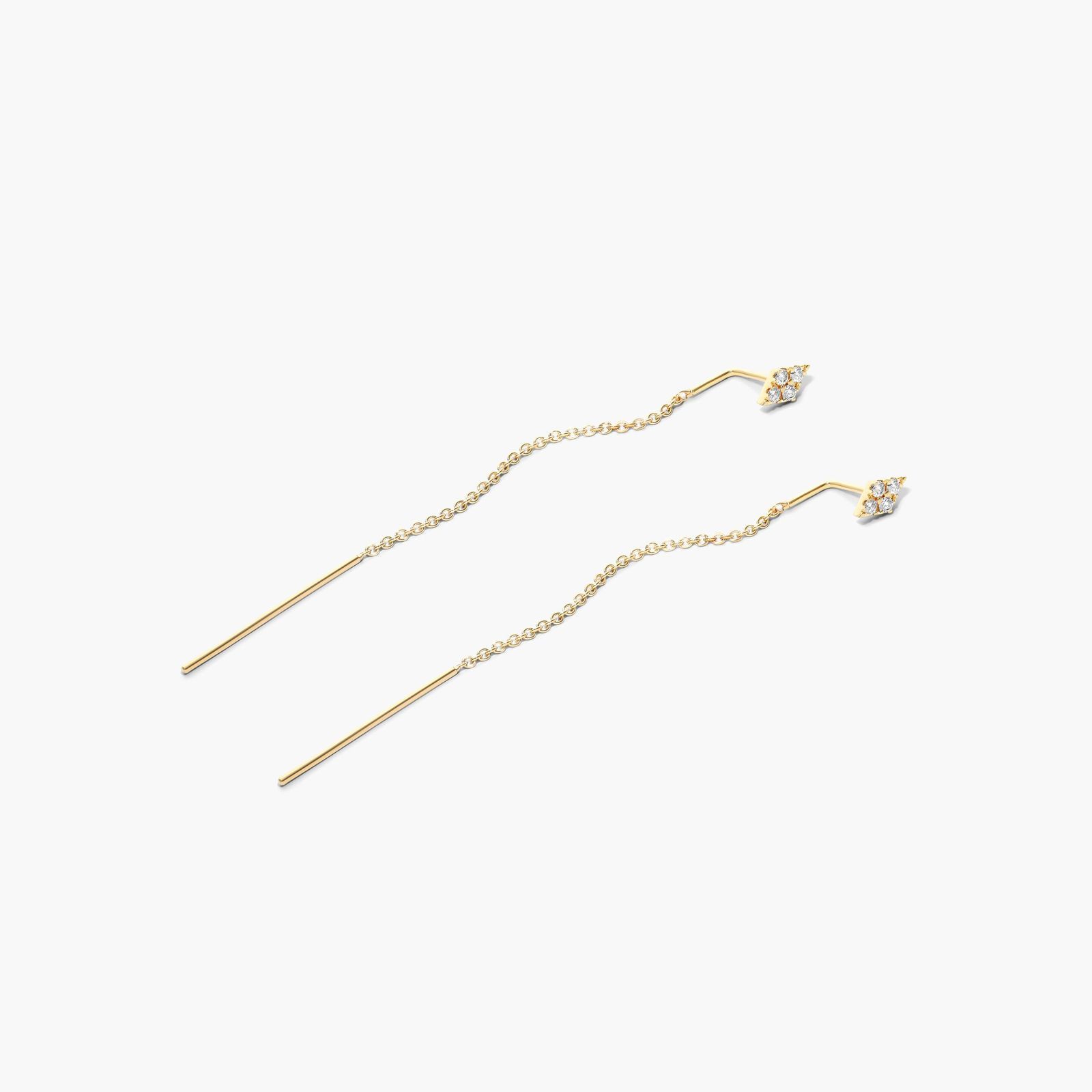 Kite Diamond Threader Earrings In 14K Yellow Gold