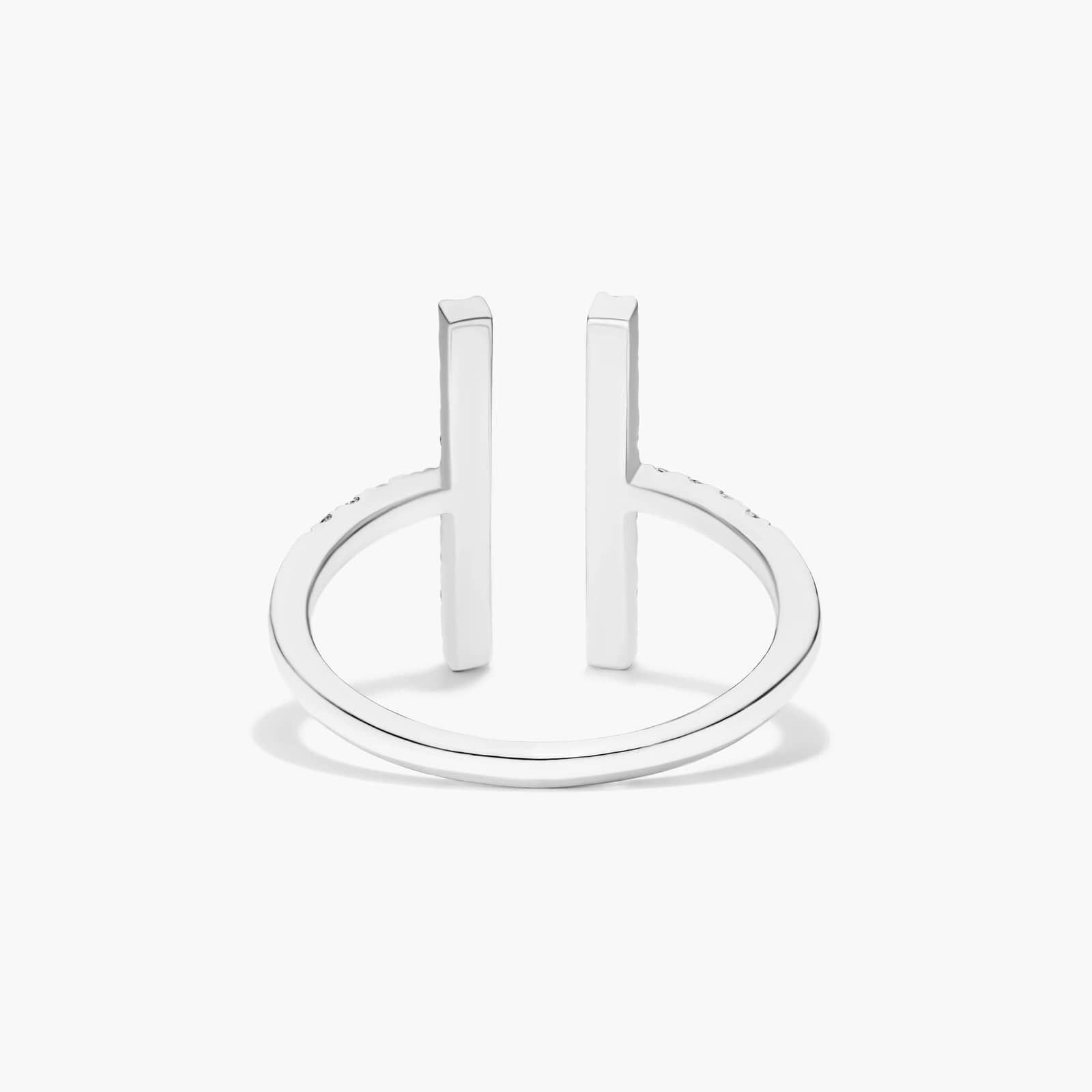 Staple Diamond Ring In 14K White Gold