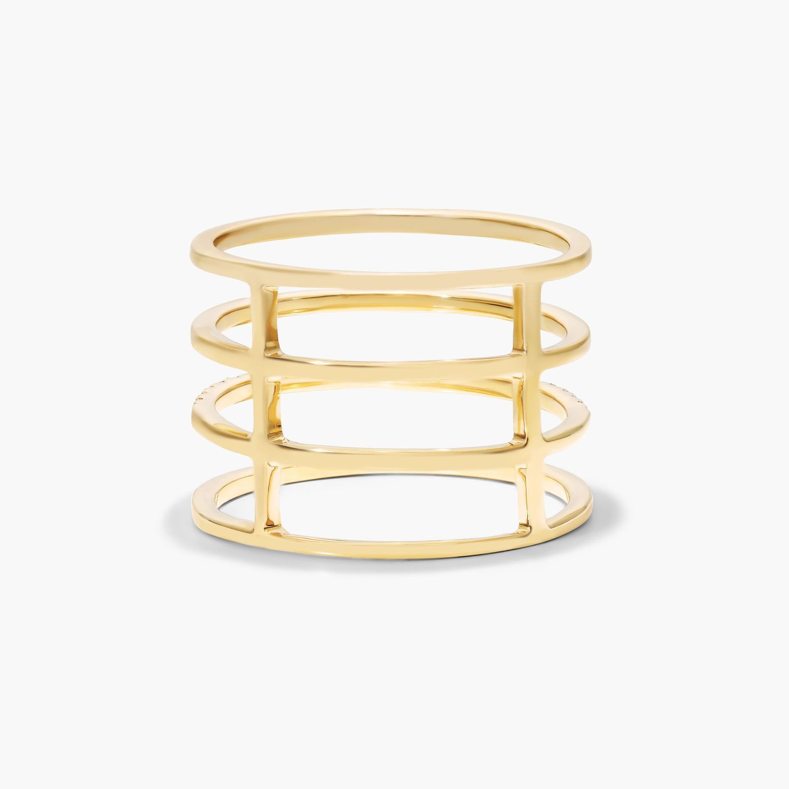 Four Row Diamond Ring In 14K Yellow Gold