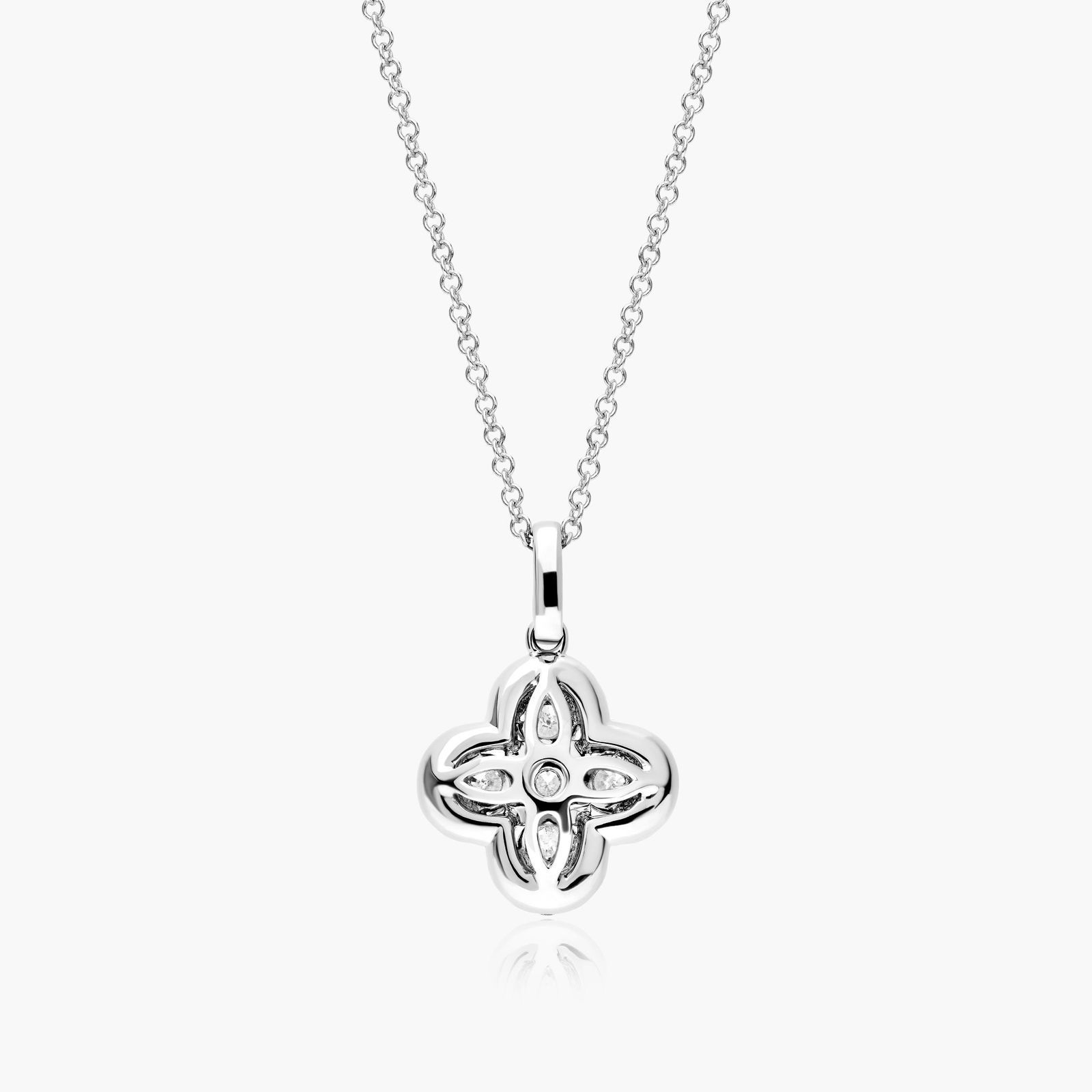 Clover Lab-Grown Diamond Necklace In 14K White Gold