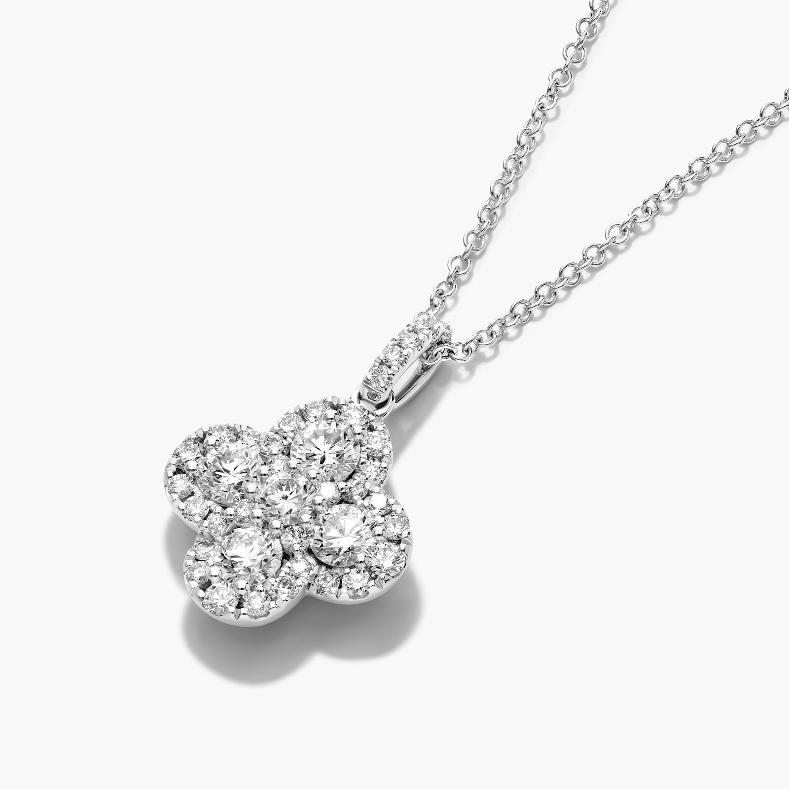 Clover Lab-Grown Diamond Necklace In 14K White Gold