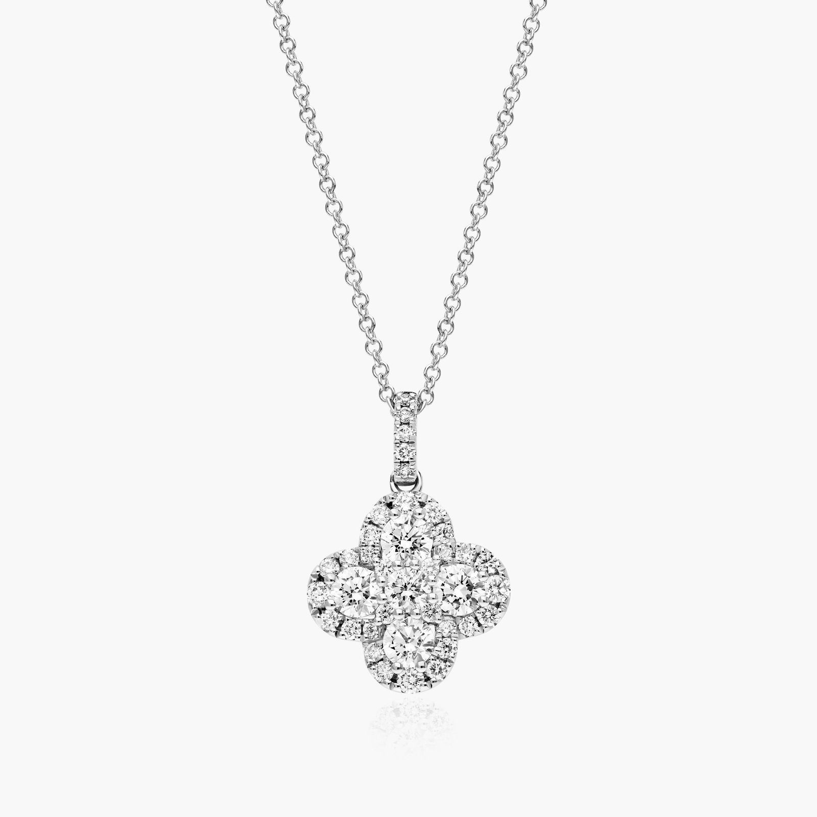 Clover Lab-Grown Diamond Necklace In 14K White Gold-81567w14l Clover Lab-Grown Diamond Necklace In 14K White Gold-81567w14l