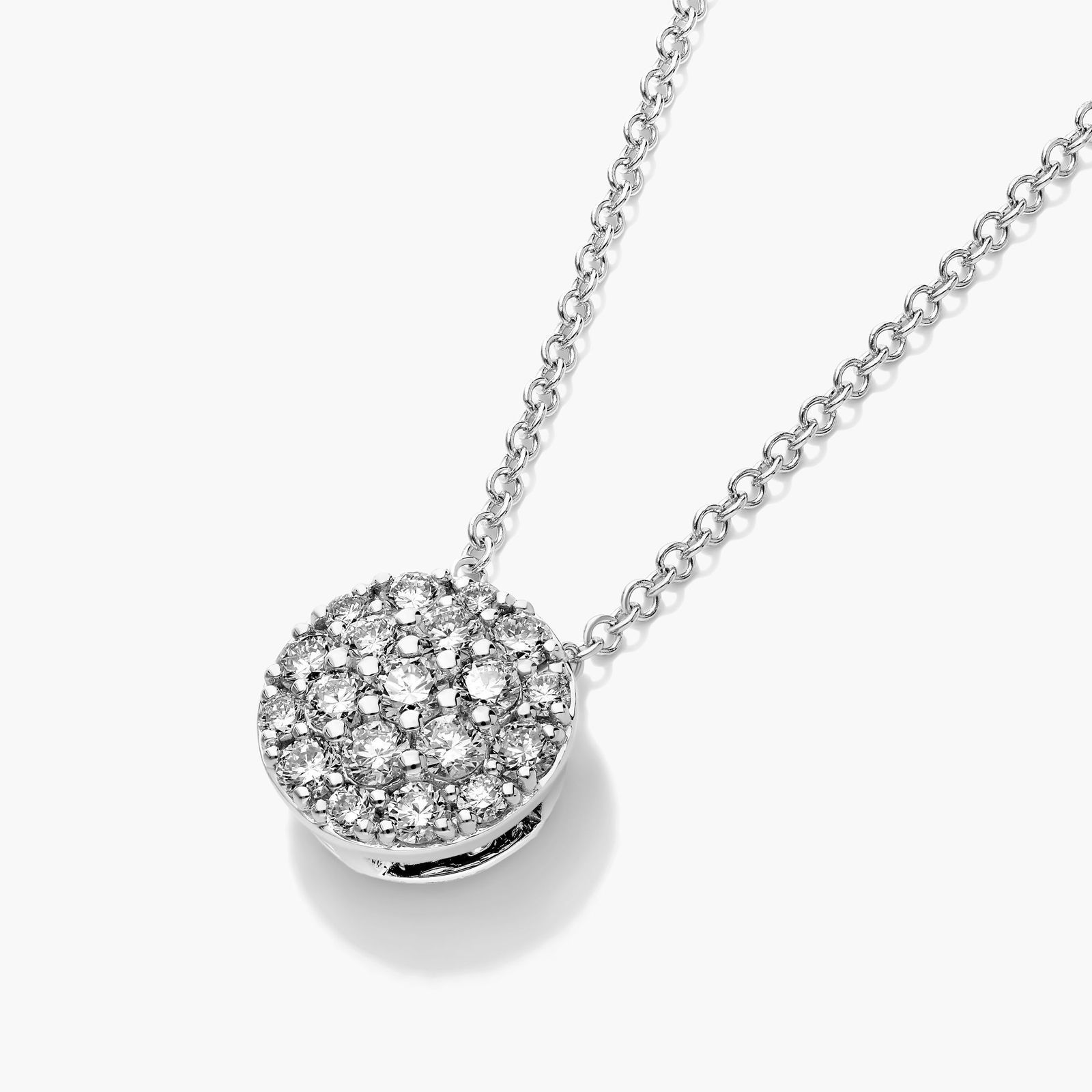 Round Lab-Grown Diamond Cluster Necklace In 14K White Gold