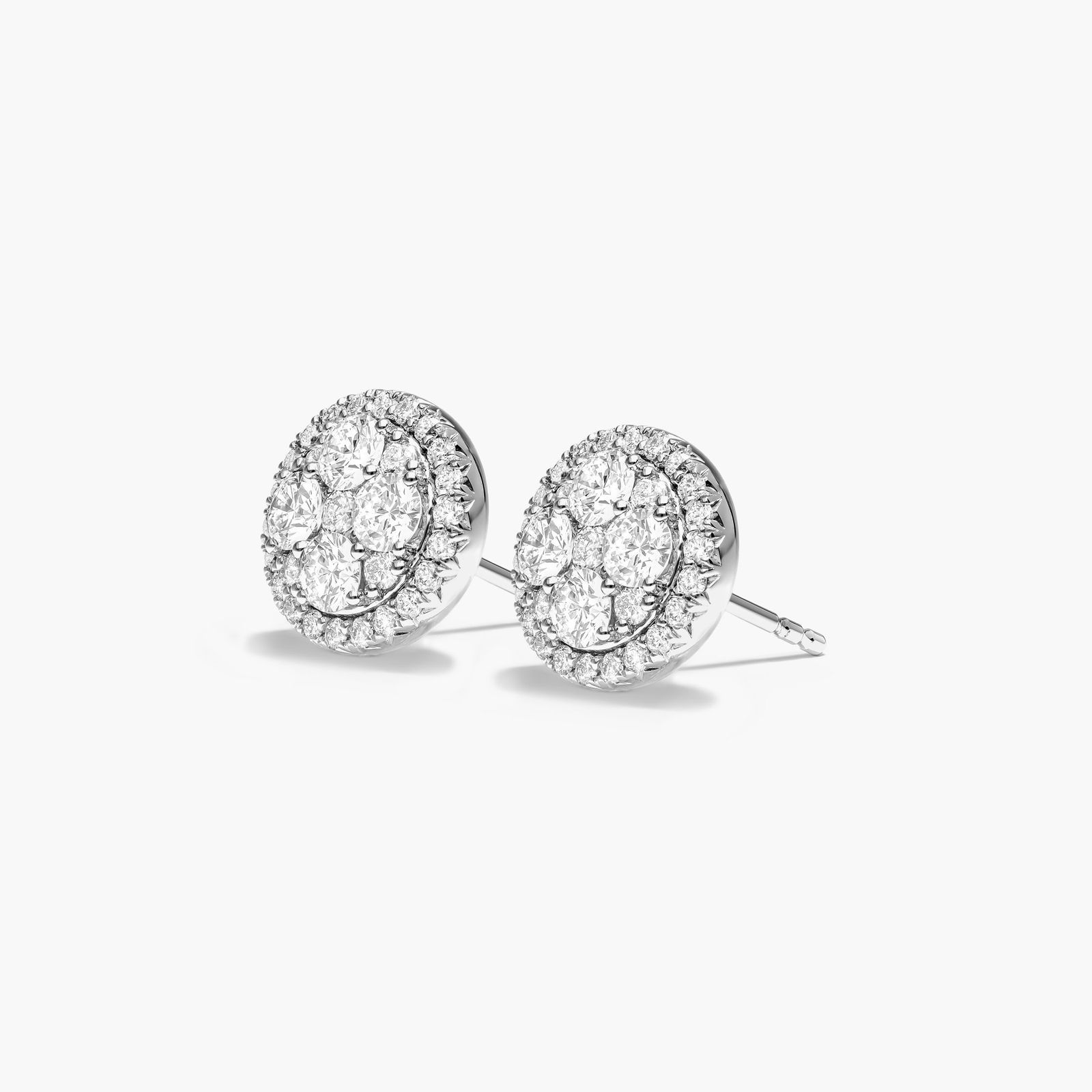 Composite Round Lab-Grown Diamond Earrings In 14K White Gold