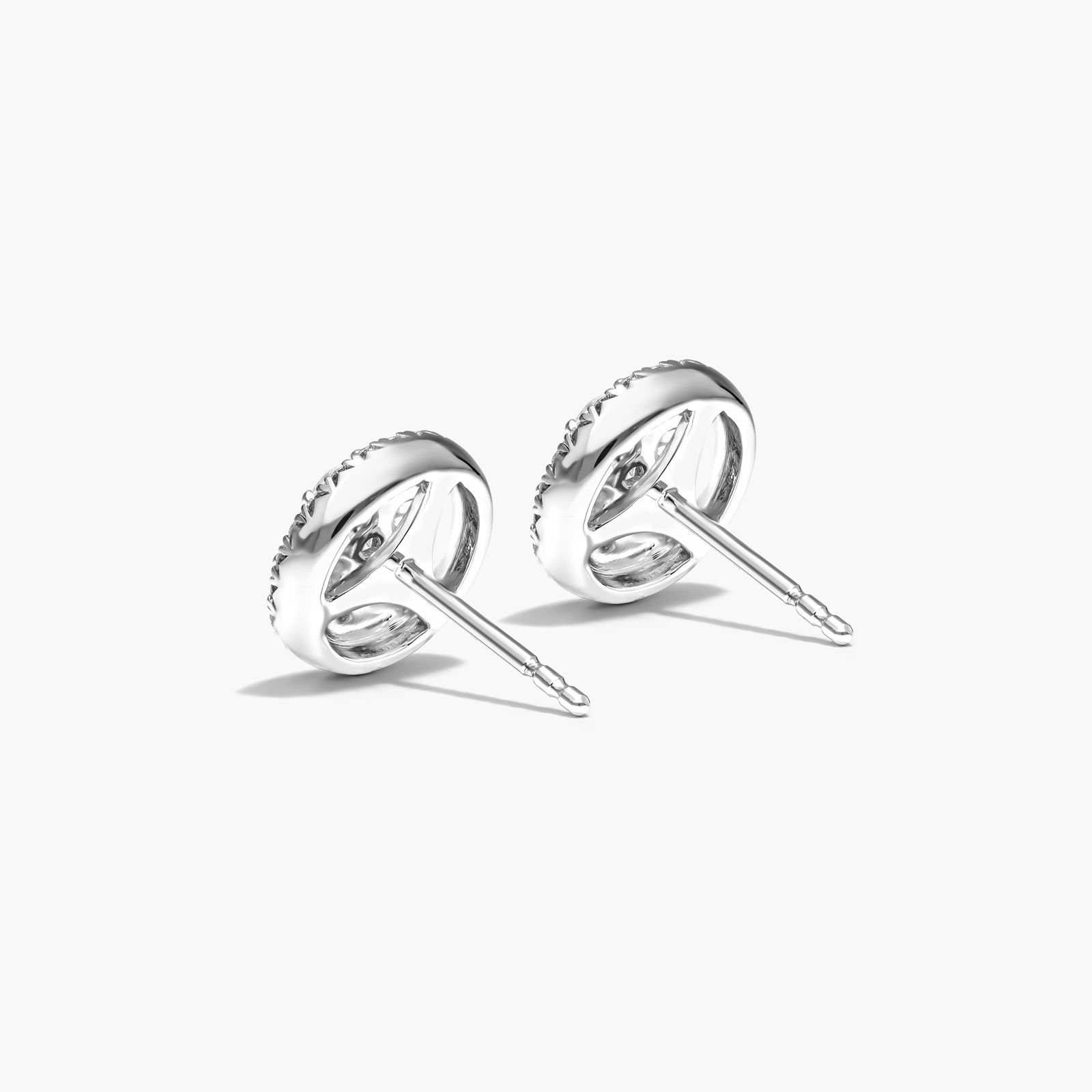 Composite Round Lab-Grown Diamond Earrings In 14K White Gold