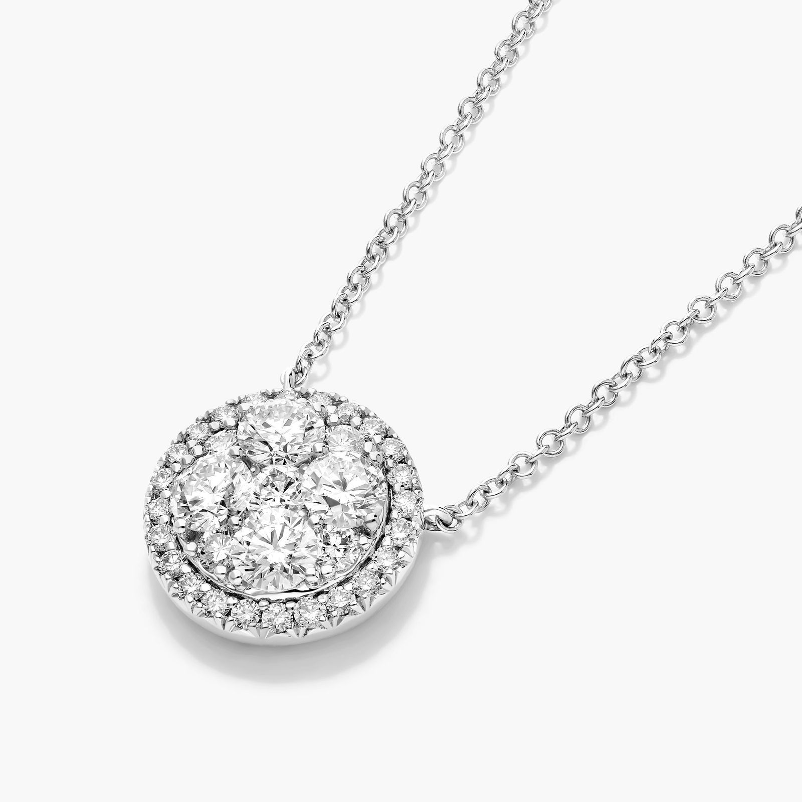 Round Composite Lab-Grown Diamond Necklace In 14K White Gold