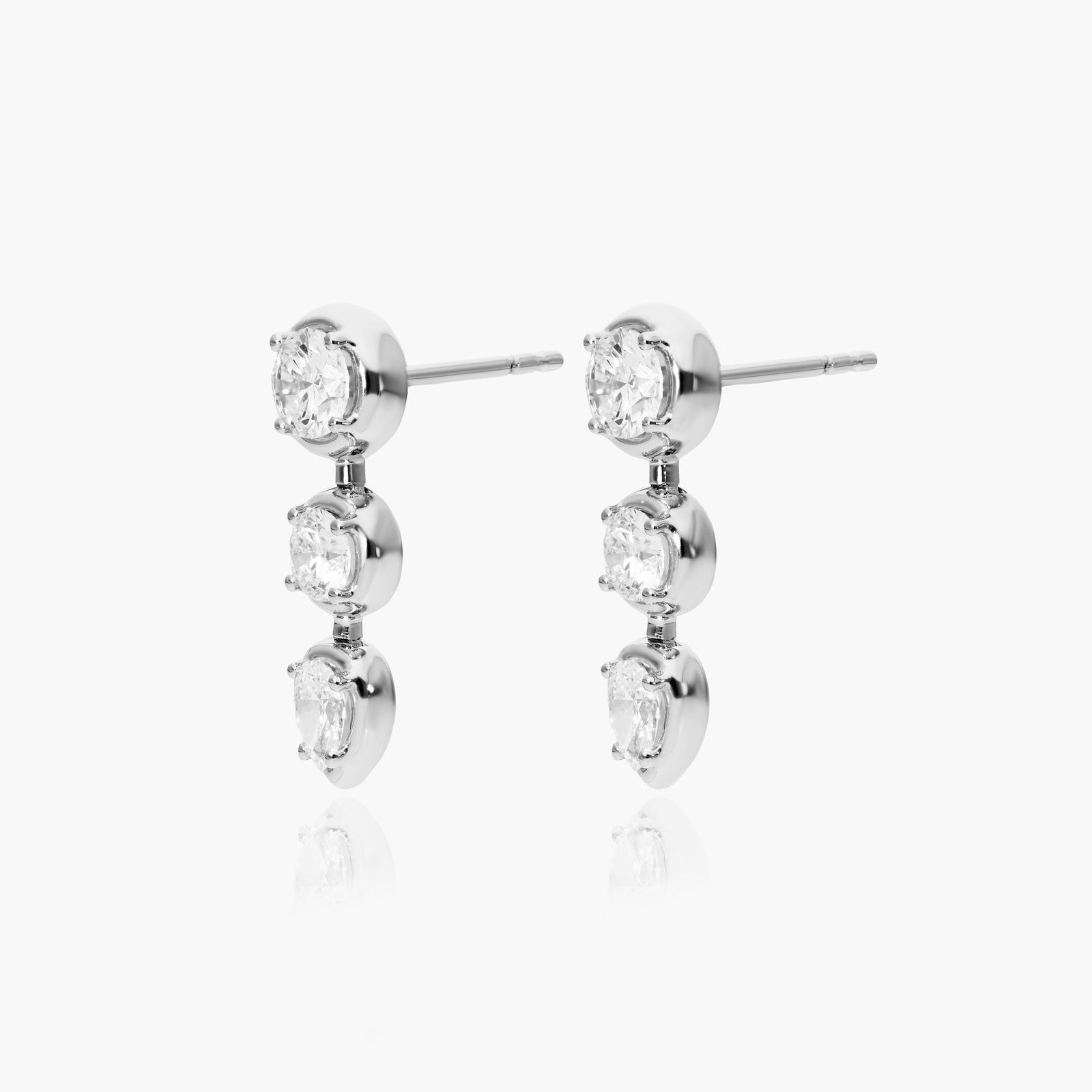 Driblet Diamond Drop Earrings In 14K White Gold