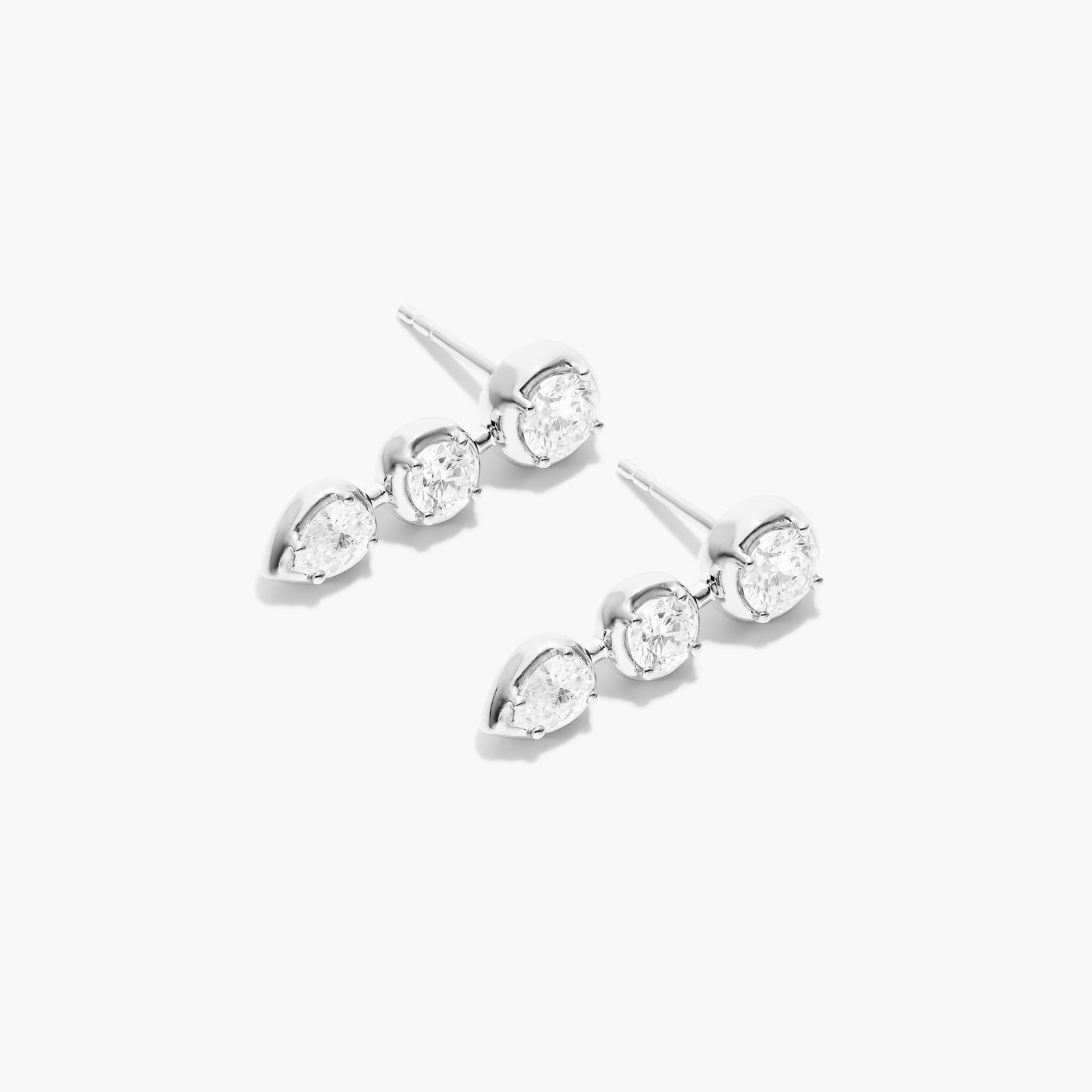 Driblet Diamond Drop Earrings In 14K White Gold