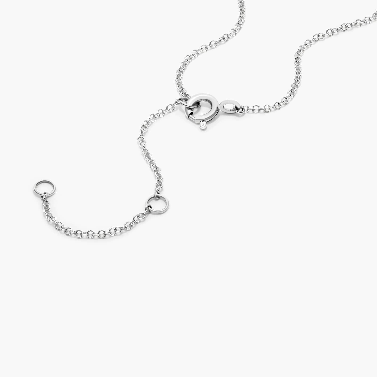 Circle & Bezel Diamond Necklace In 14K White Gold