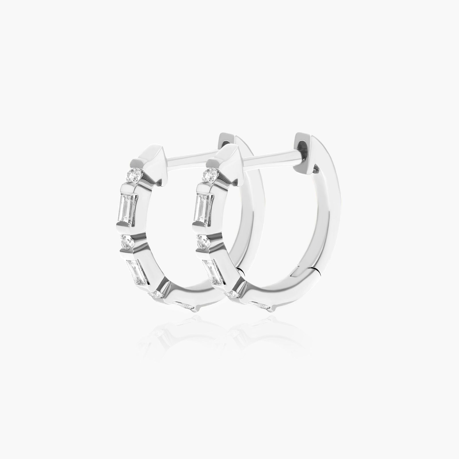 Diamond Huggie Hoop Earrings In 14K White Gold