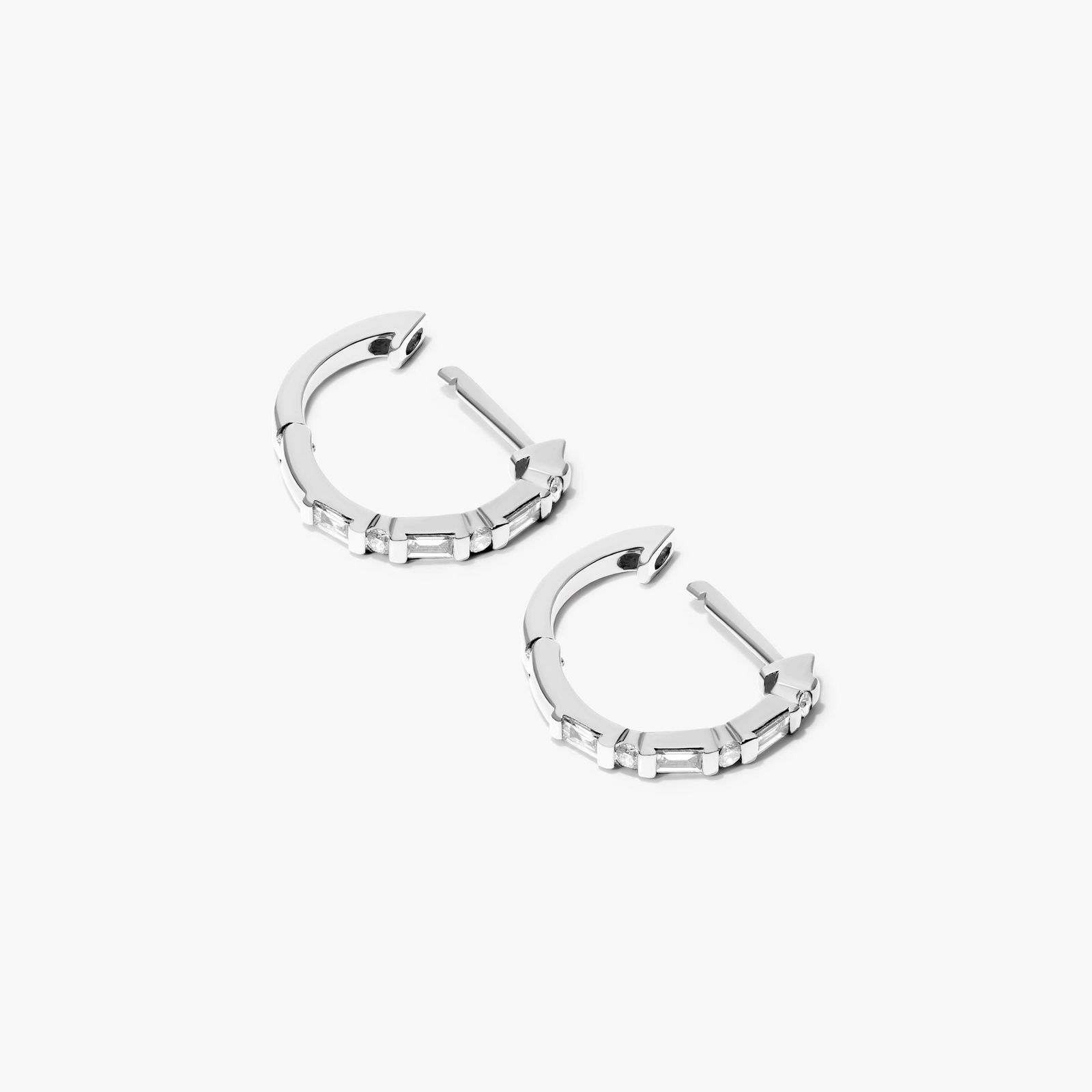 Diamond Huggie Hoop Earrings In 14K White Gold