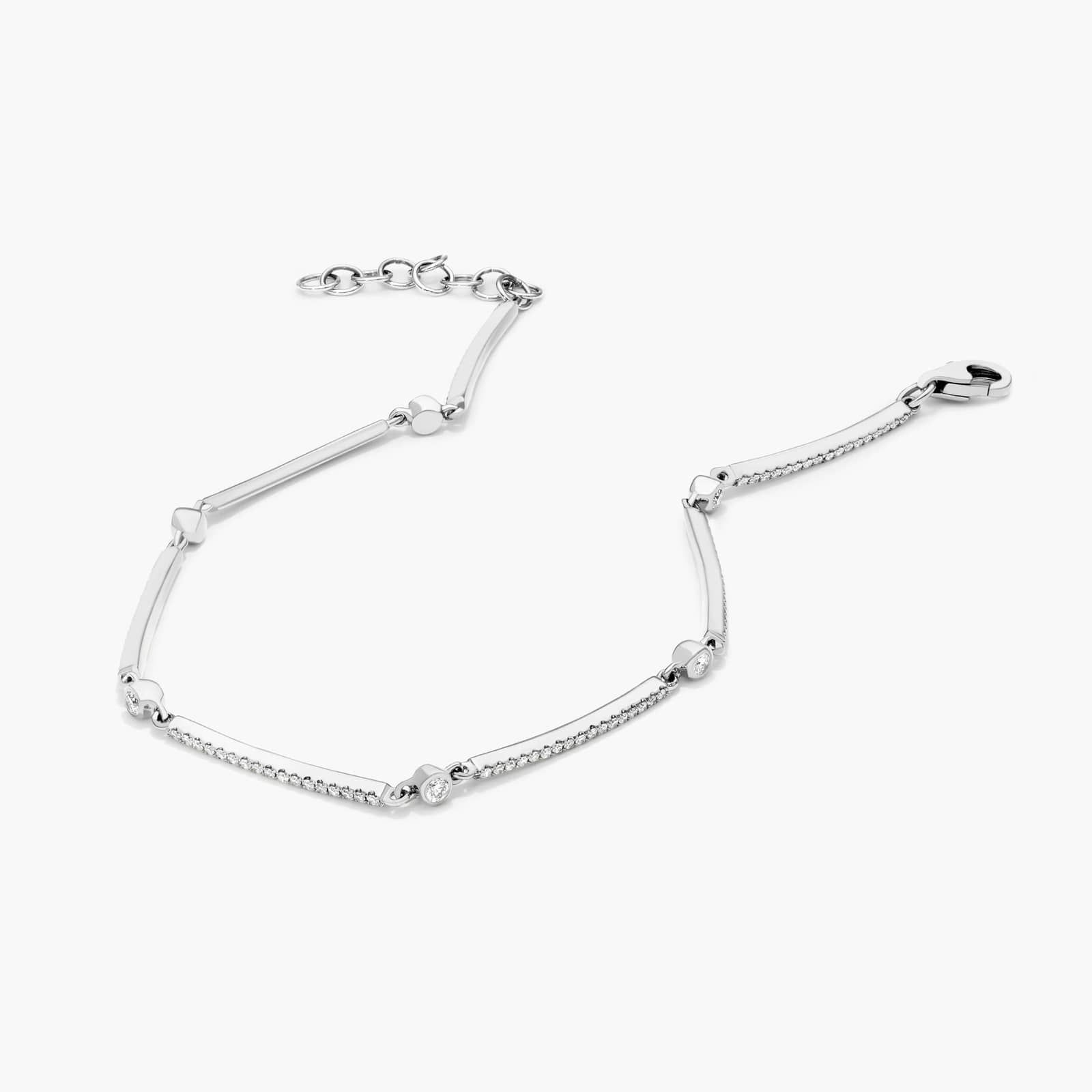 Bar Diamond Bracelet In 14K White Gold