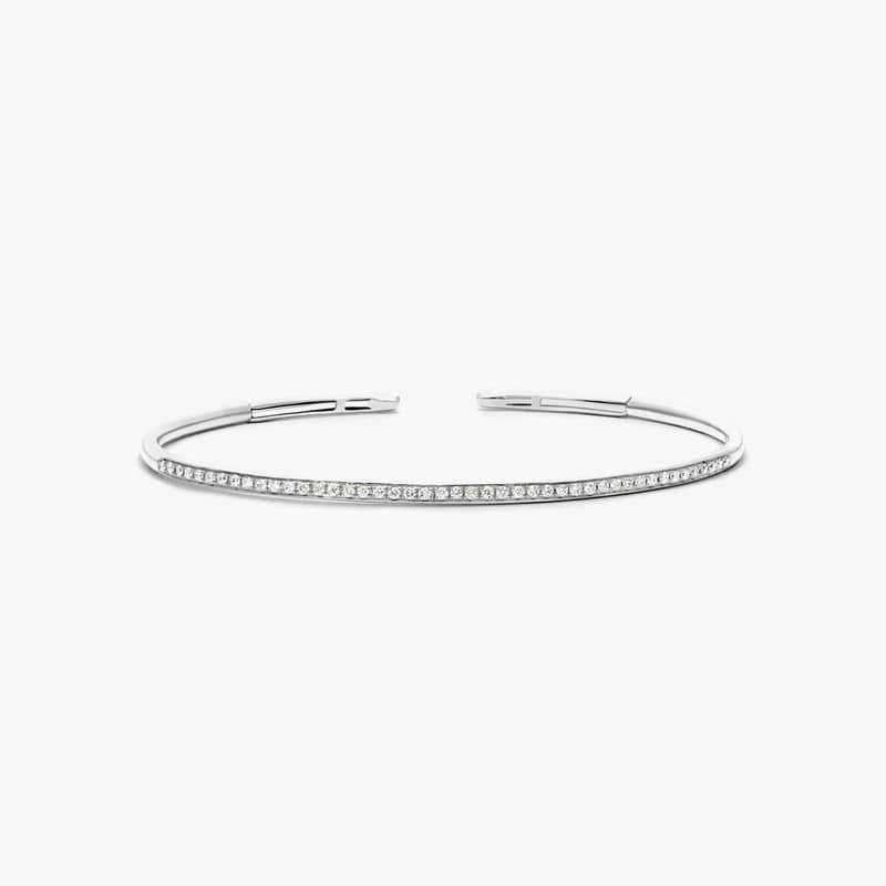 Row Cuff Diamond Bracelet In 14K White Gold