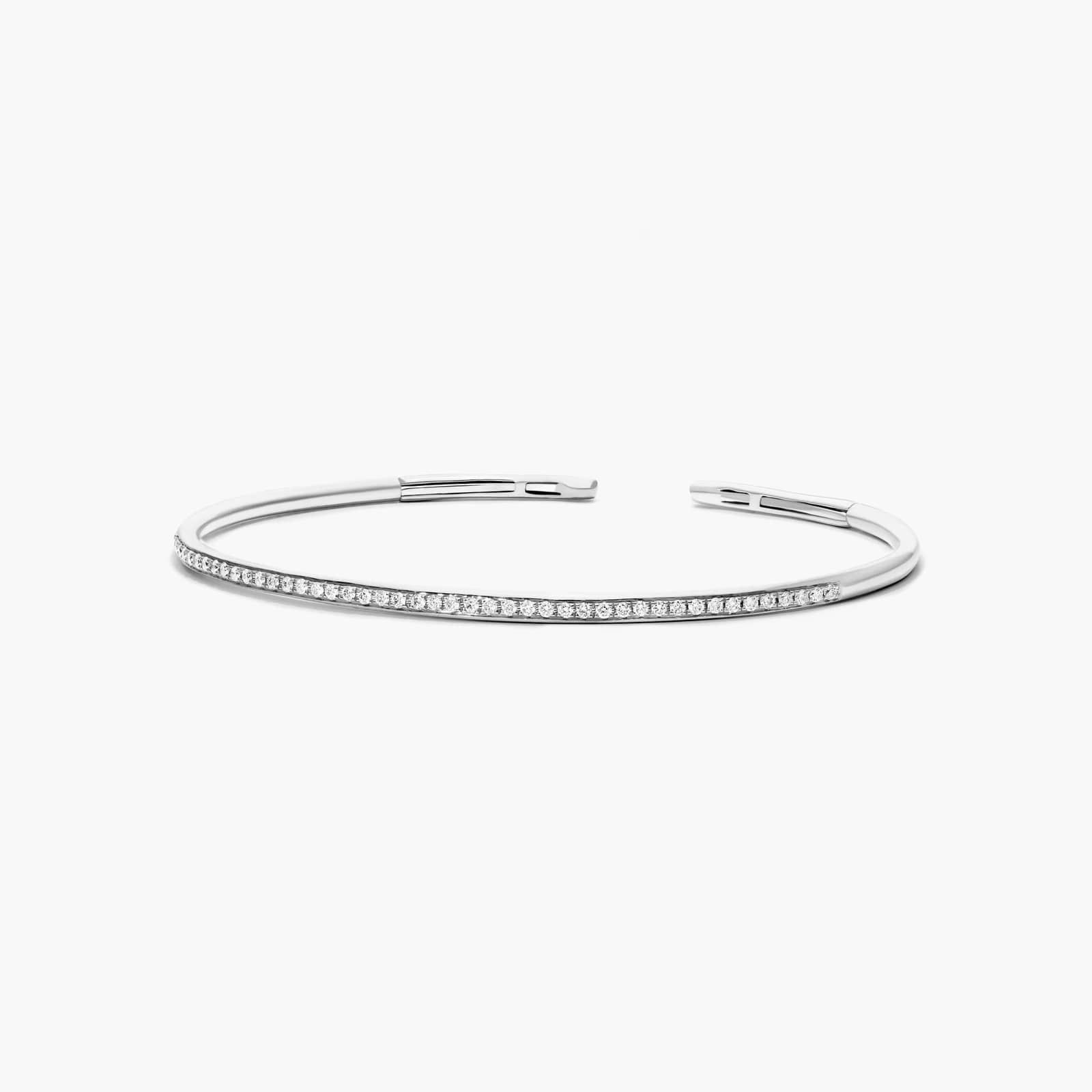 Row Cuff Diamond Bracelet In 14K White Gold