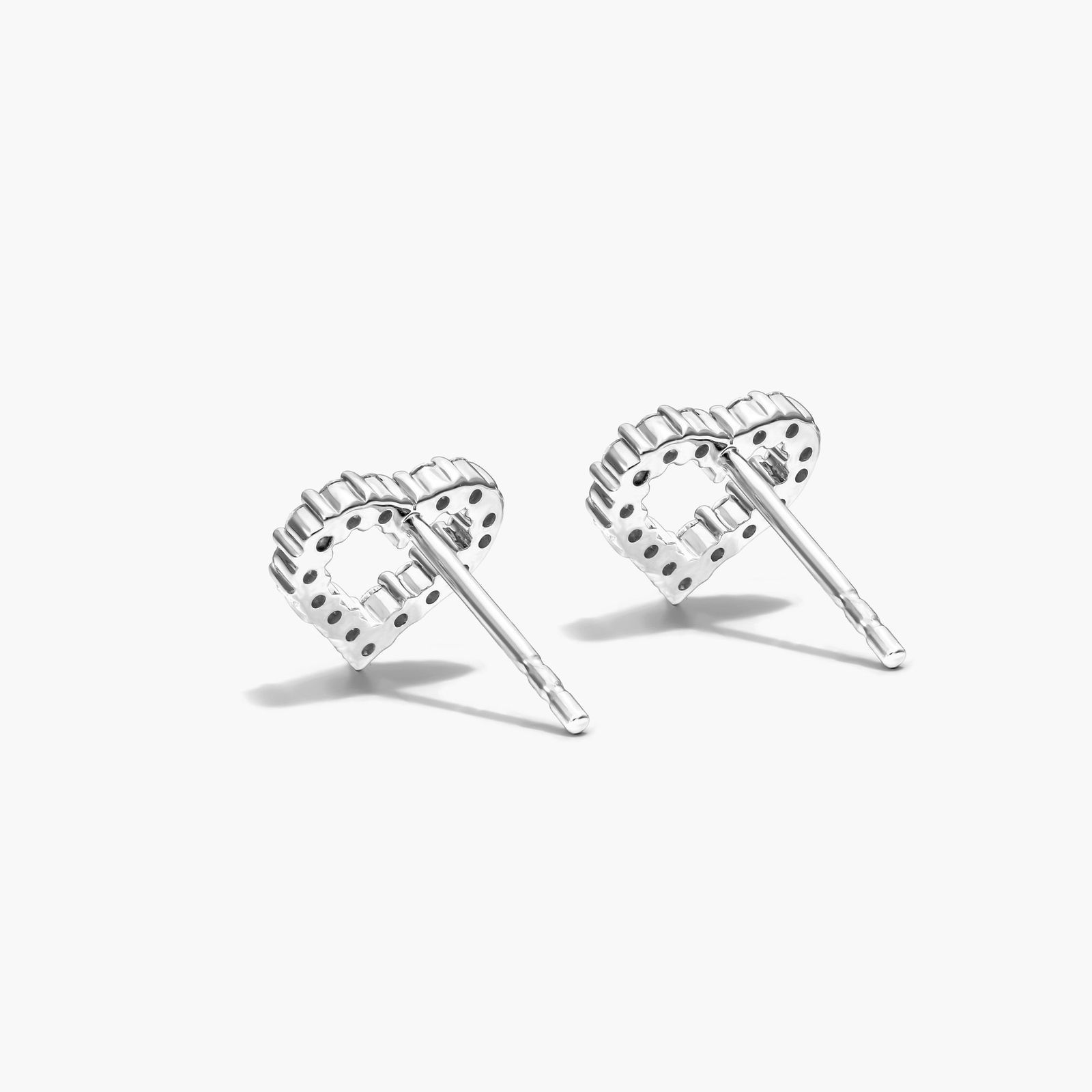 Petite Heart Shape Diamond Earrings In 14K White Gold