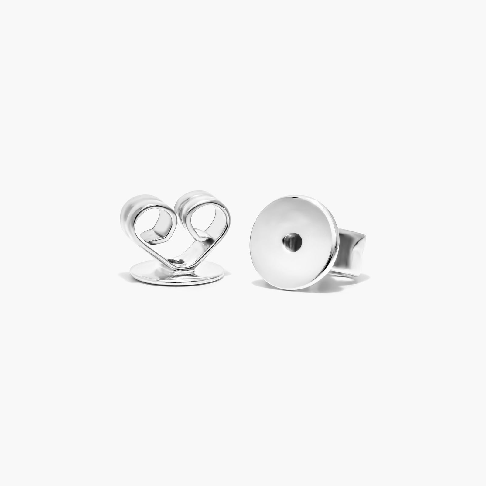 Petite Heart Shape Diamond Earrings In 14K White Gold