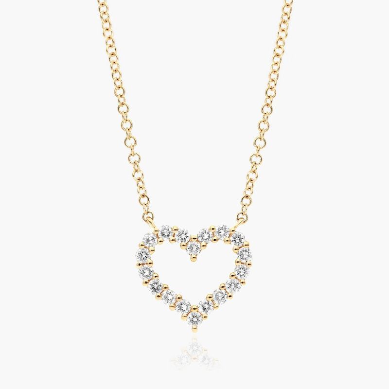 Petite Heart Diamond Necklace In 14K Yellow Gold