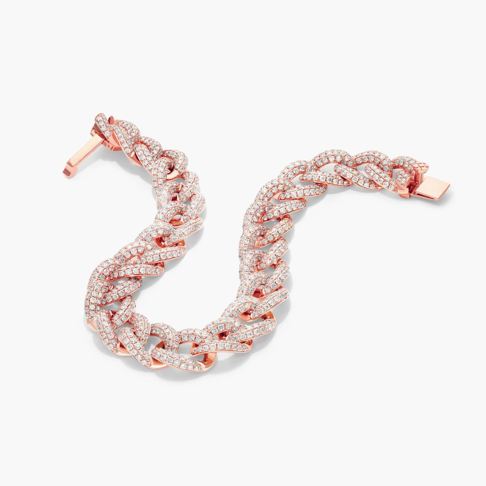 14K Rose Gold Pavé Diamond Curb Chain Bracelet