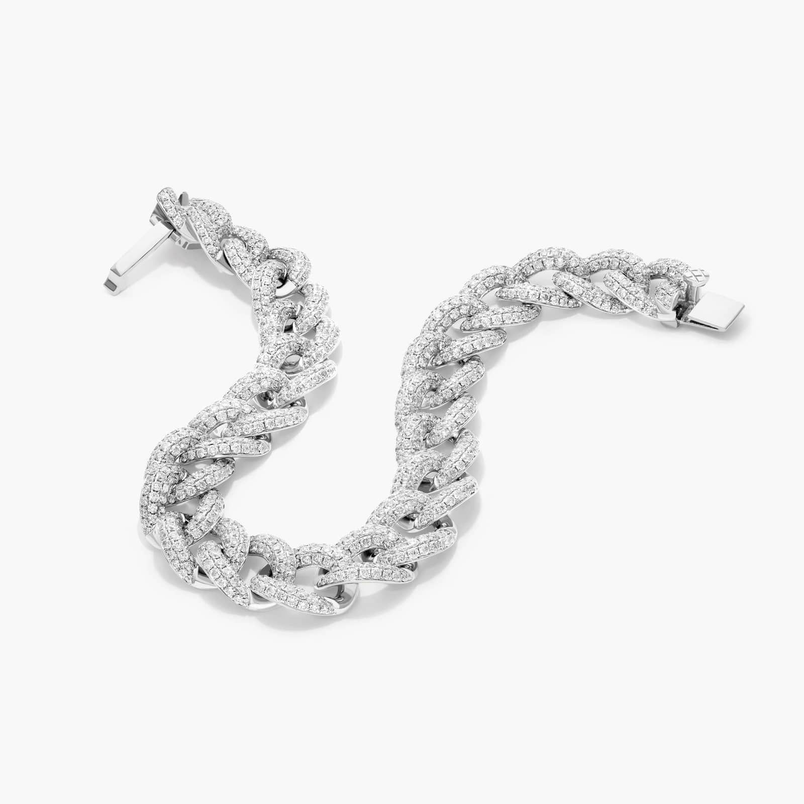 Pavé Curb Chain Diamond Bracelet In 14K White Gold