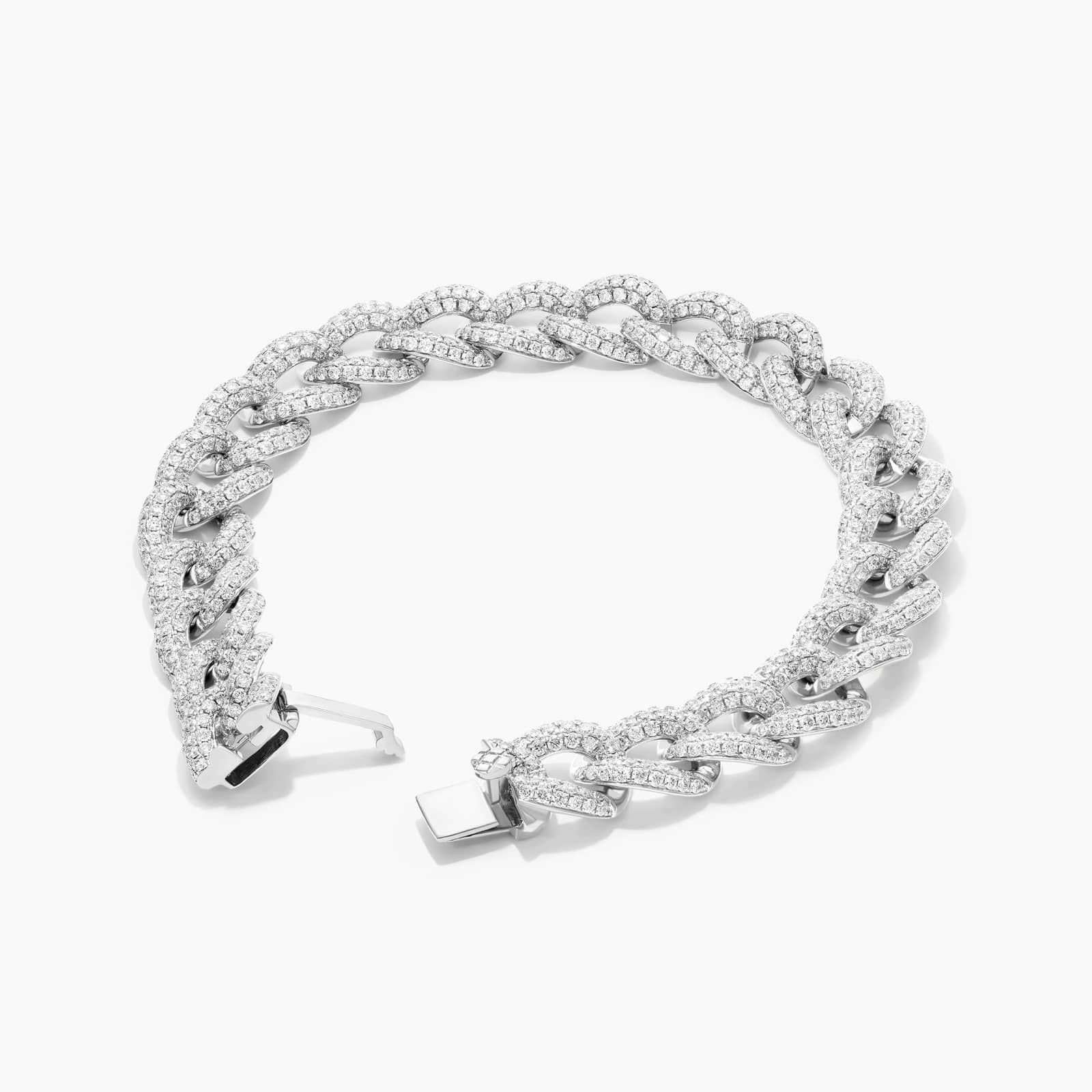 Pavé Curb Chain Diamond Bracelet In 14K White Gold