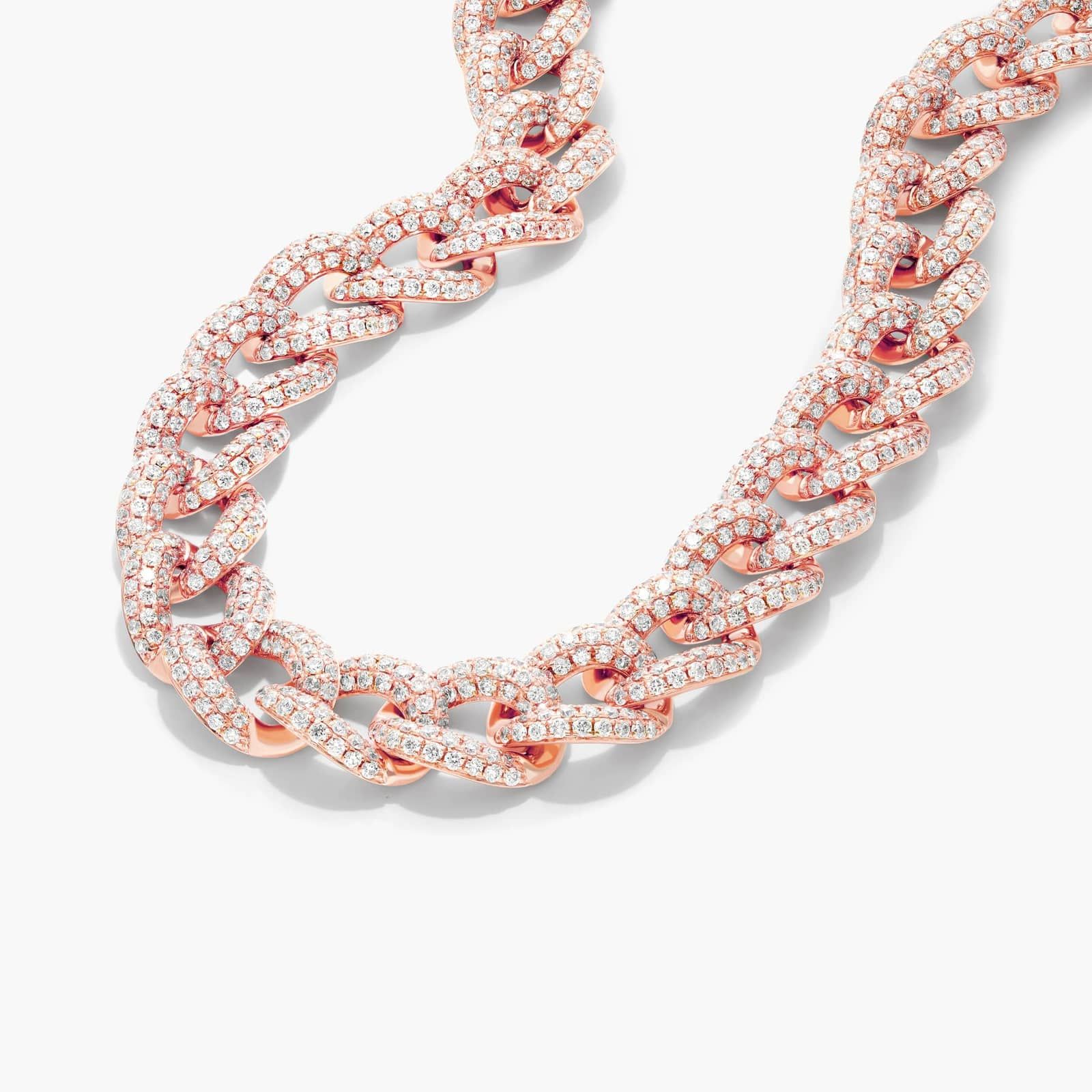 Pavé Diamond Curb Chain Necklace In 14K Rose Gold
