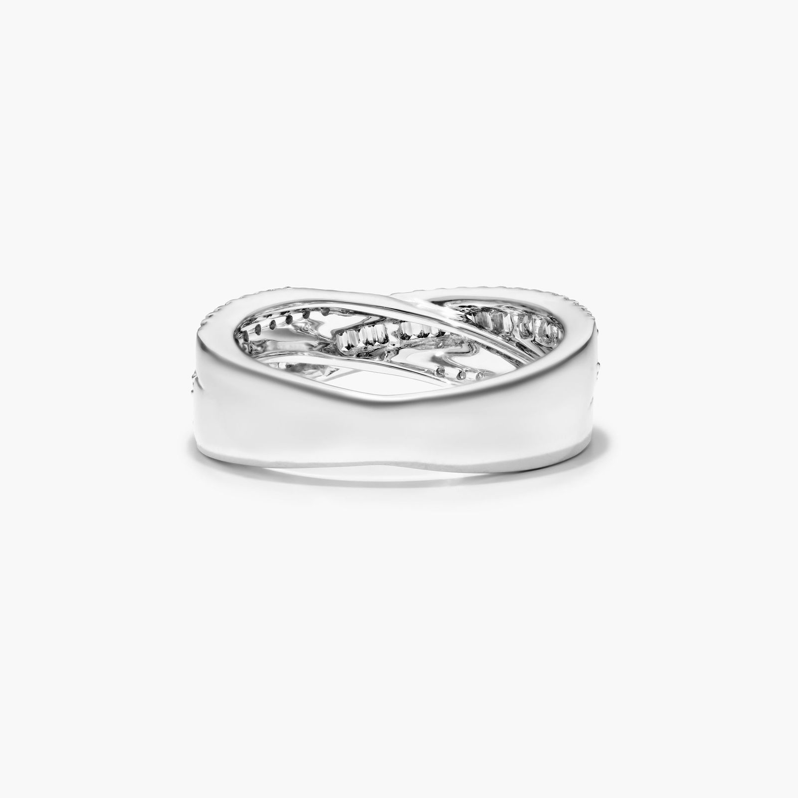 Cross Over Diamond Ring In 14K White Gold