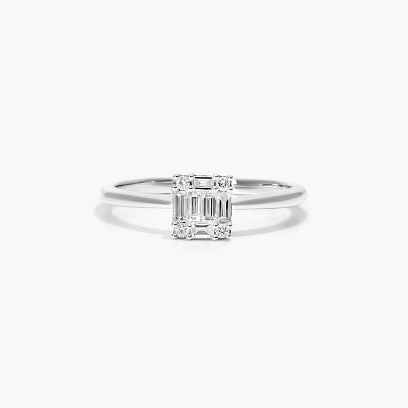Petite Composite Diamond Ring In 14K White Gold
