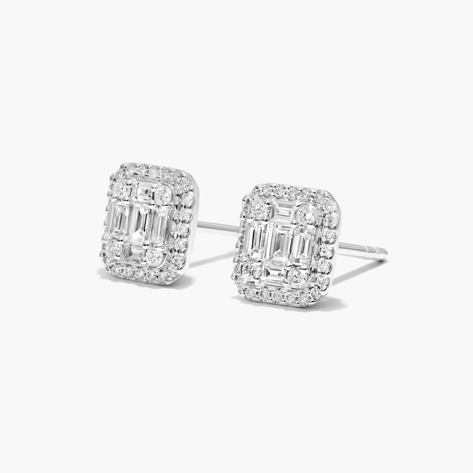 Petite Composite Diamond Stud Earrings In 14K White Gold