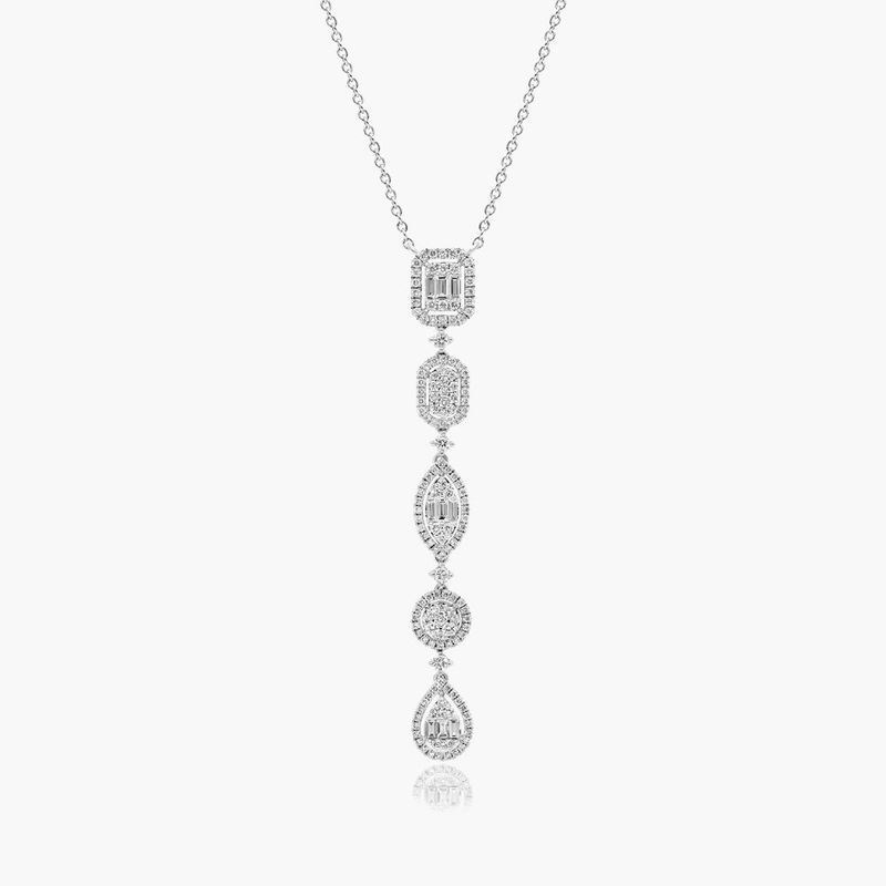 Fancy Composite Array Diamond Necklace In 14K White Gold
