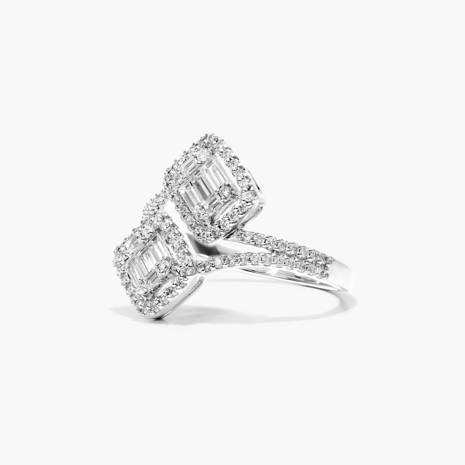 Bypass Composite Diamond Ring In 14K White Gold