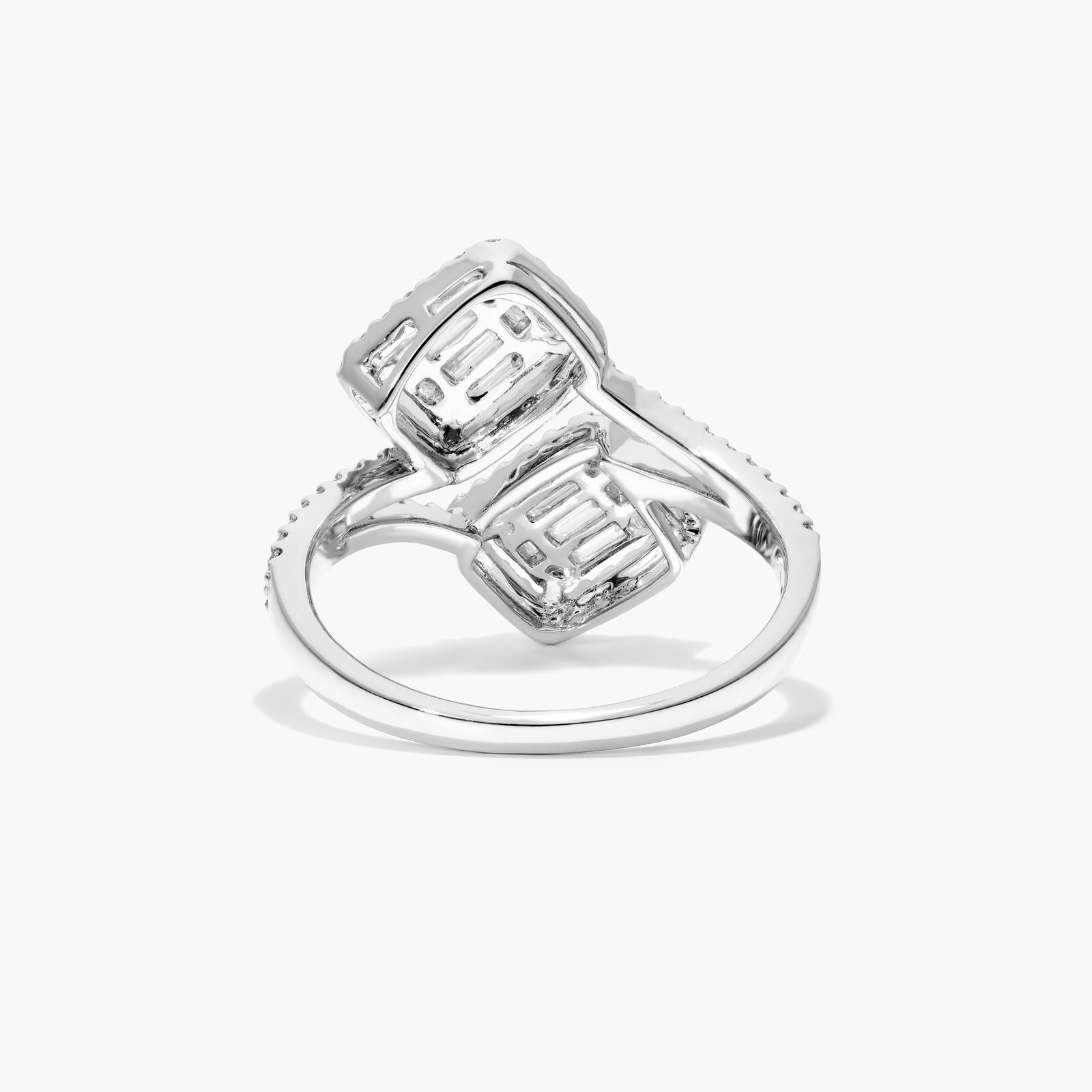 Bypass Composite Diamond Ring In 14K White Gold