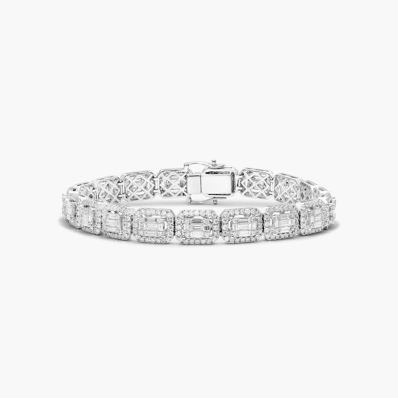 Composite Line Diamond Bracelet In 14K White Gold