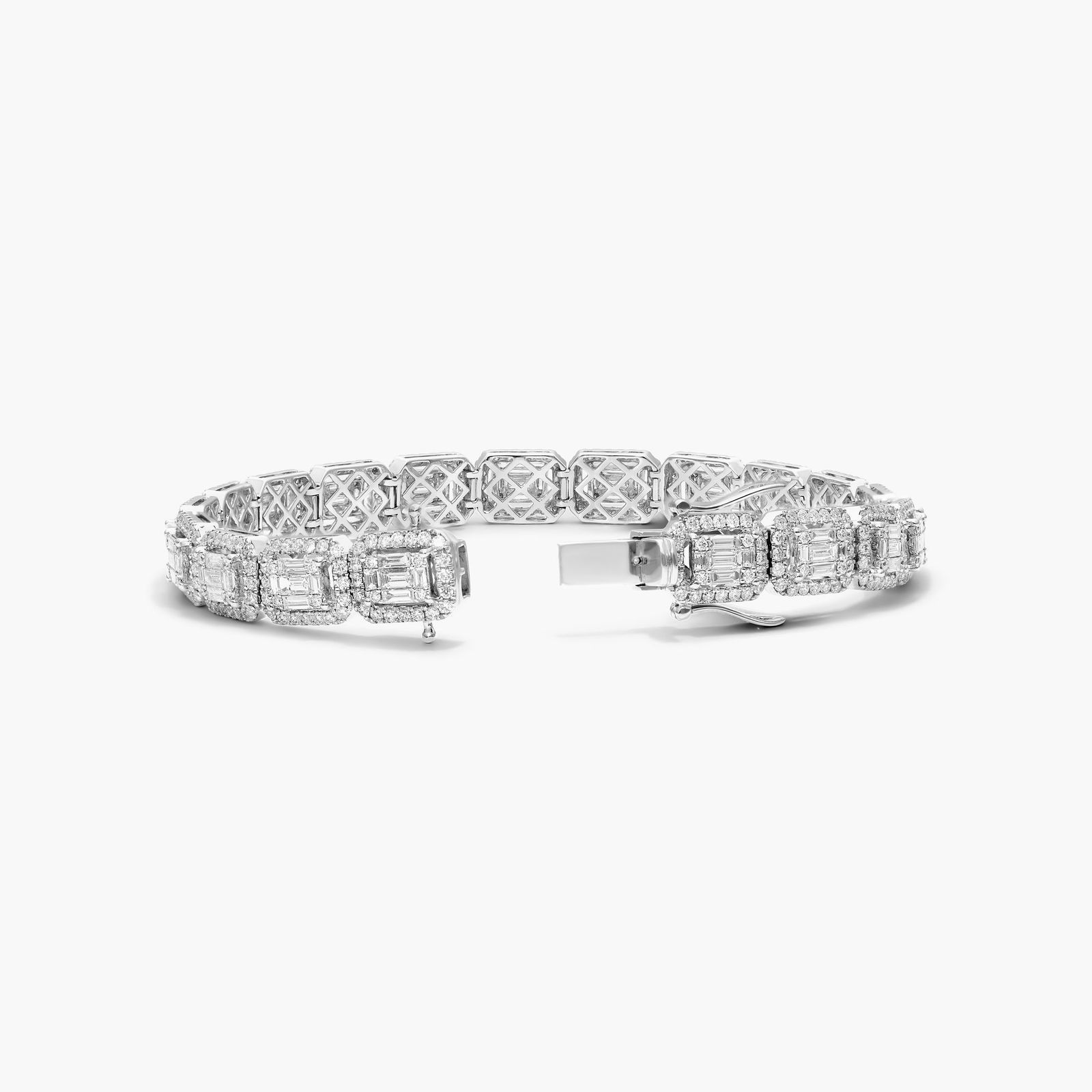 Composite Line Diamond Bracelet In 14K White Gold