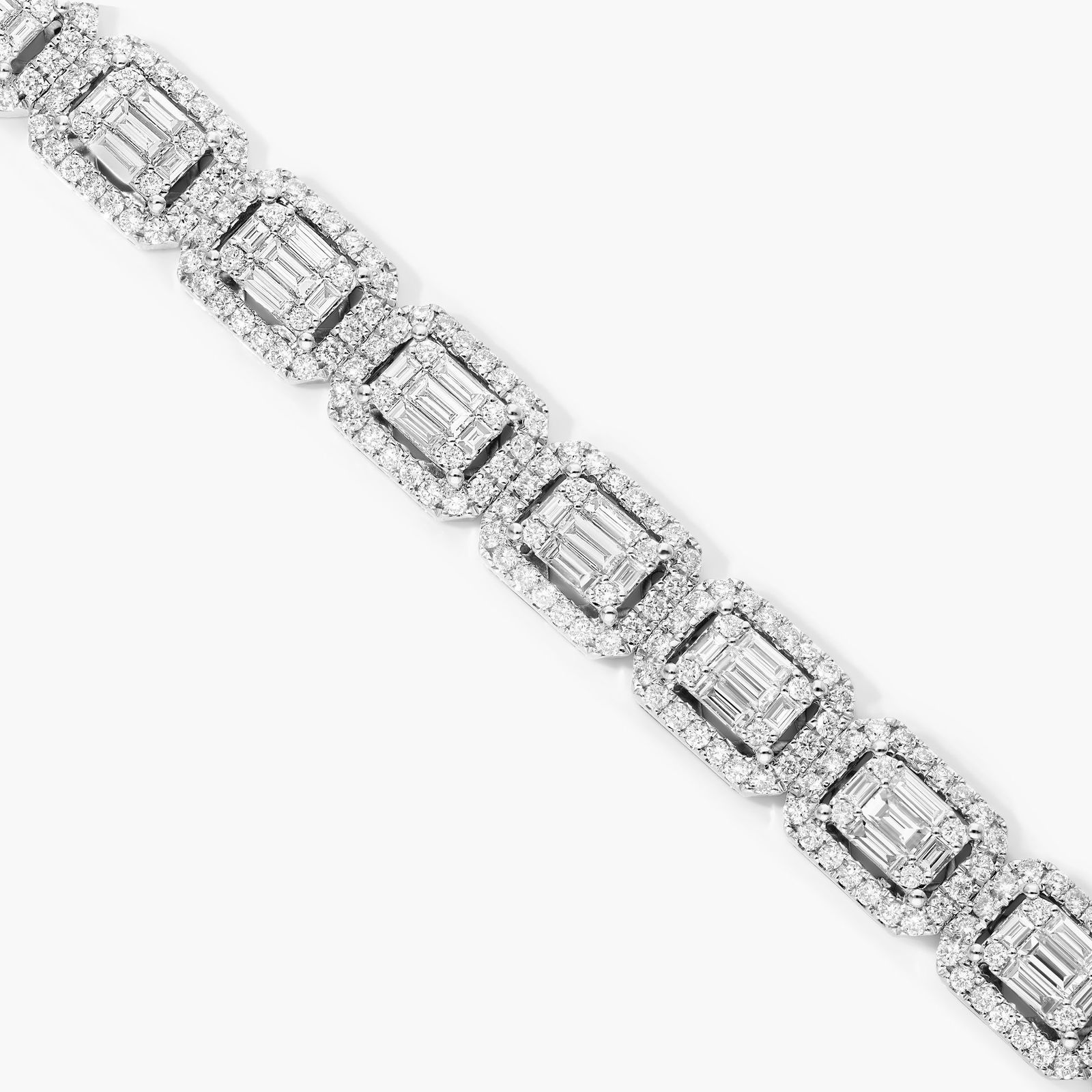 Composite Line Diamond Bracelet In 14K White Gold