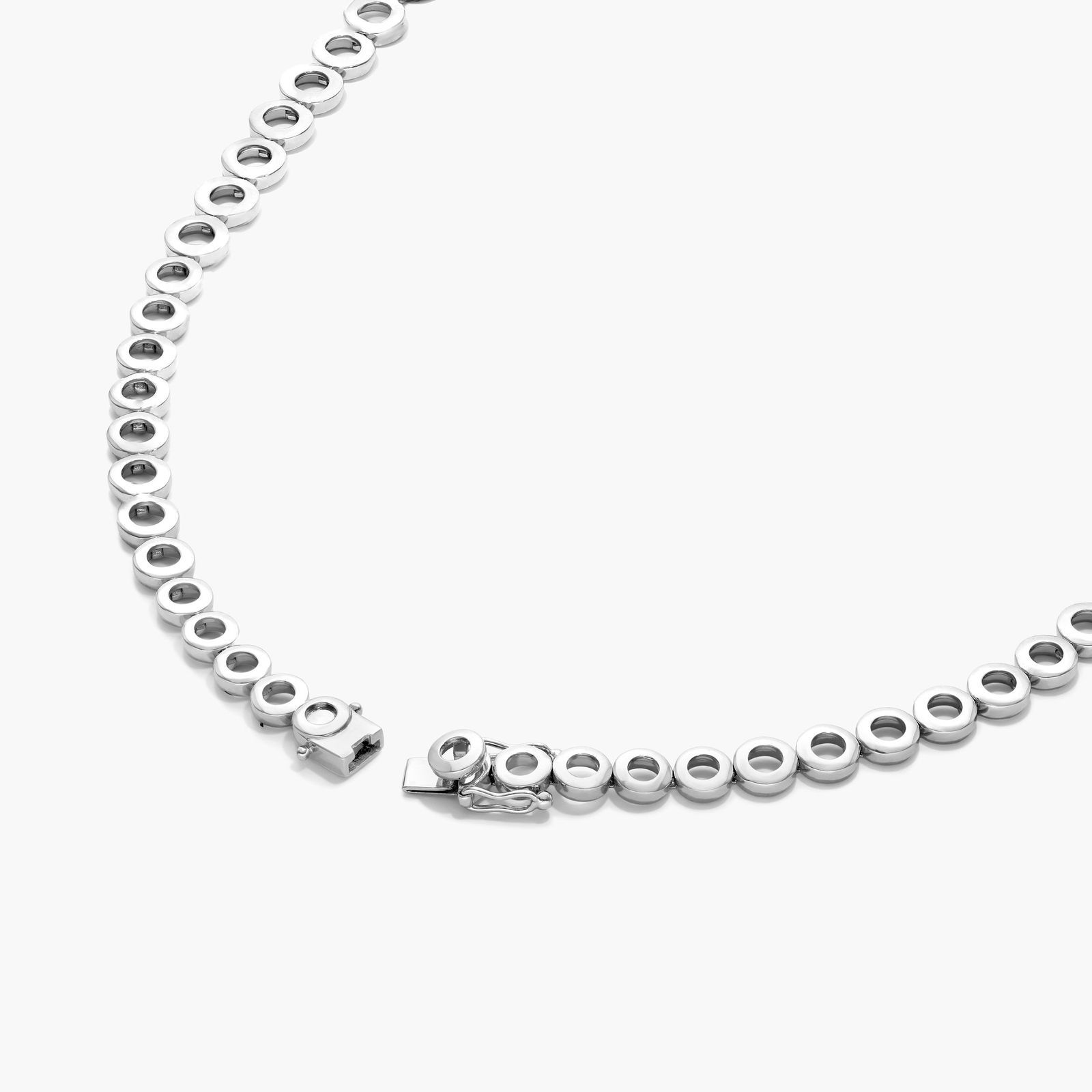 Fancy Composite Statement Drop Necklace In 14K White Gold