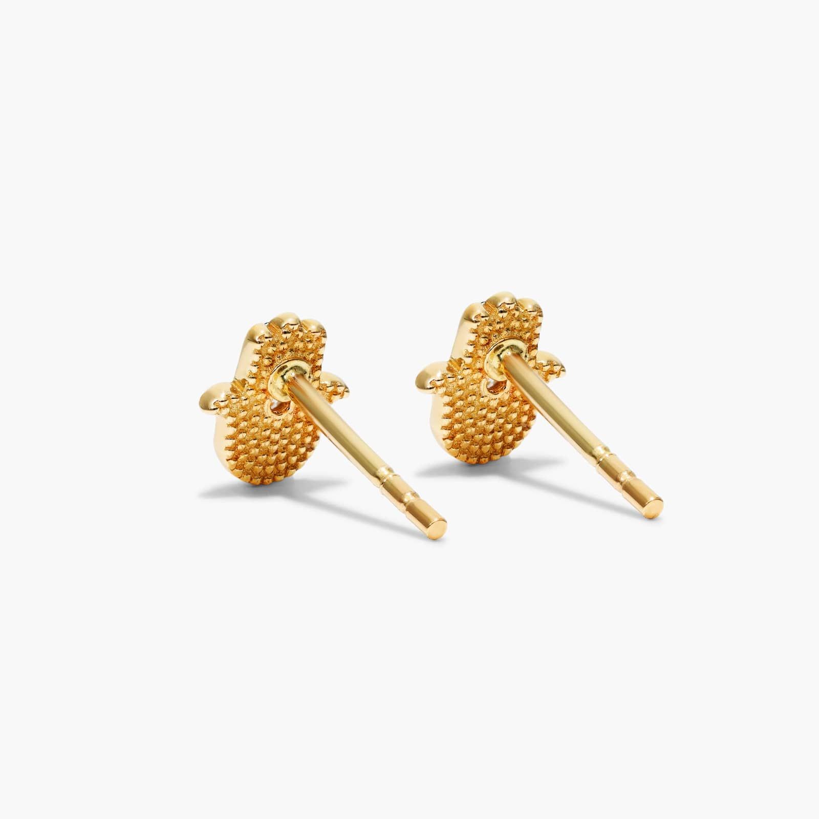 Hamsa Diamond Stud Earrings In 14K Yellow Gold
