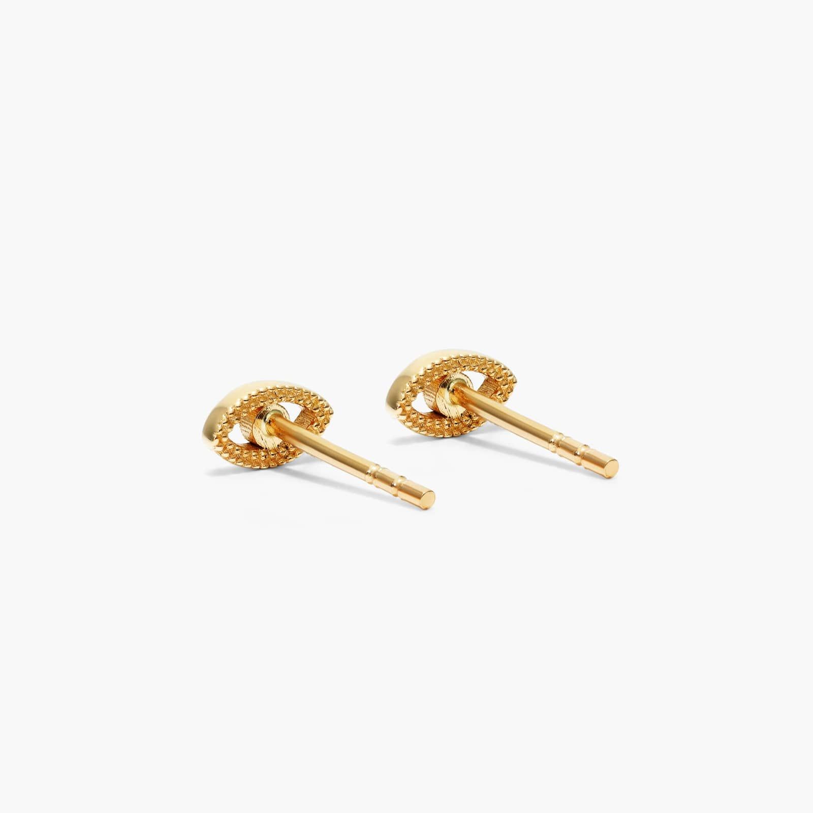 Evil Eye Diamond Stud Earrings In 14K Yellow Gold