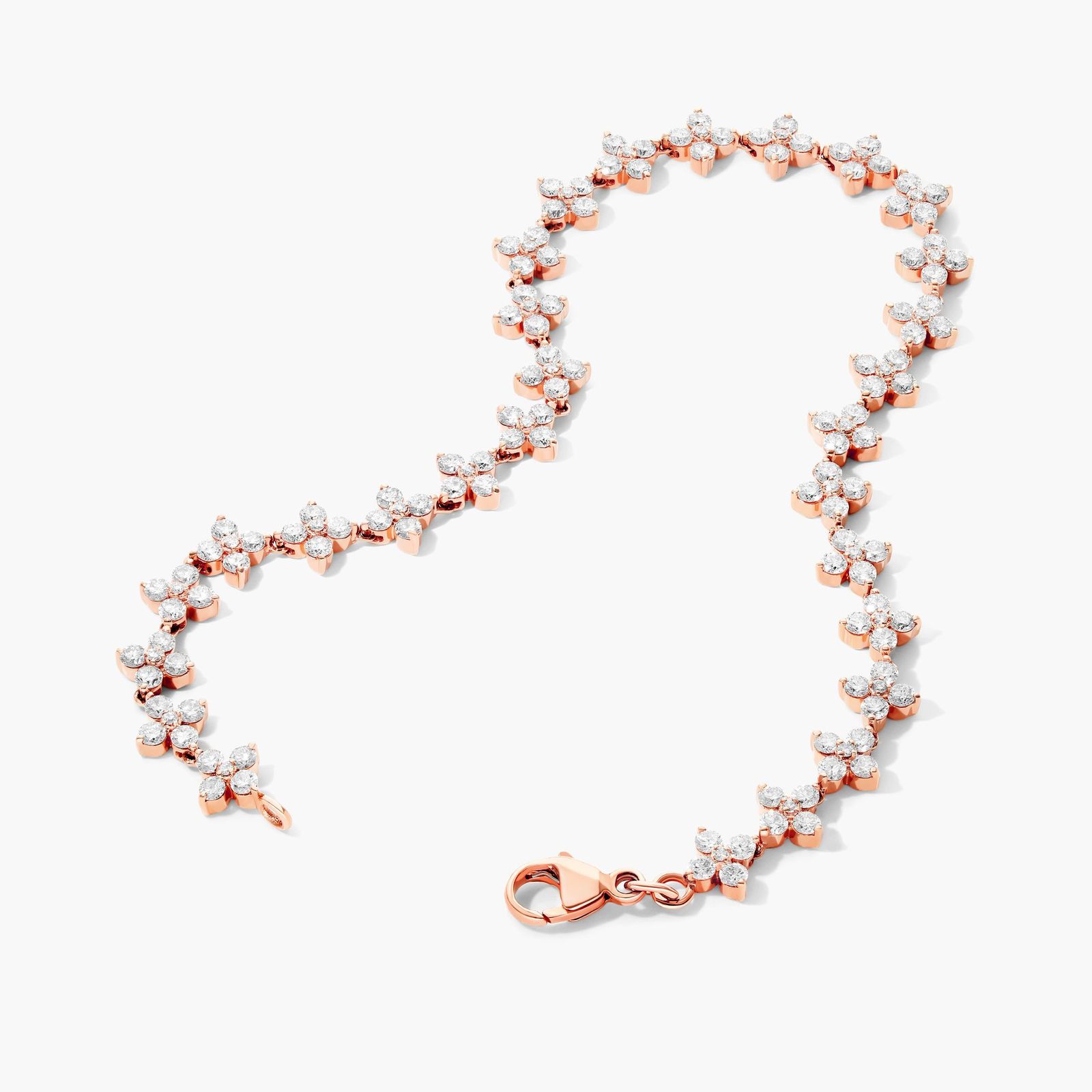 Lab-Grown Diamond Blossom Tennis Bracelet In 14K Rose Gold